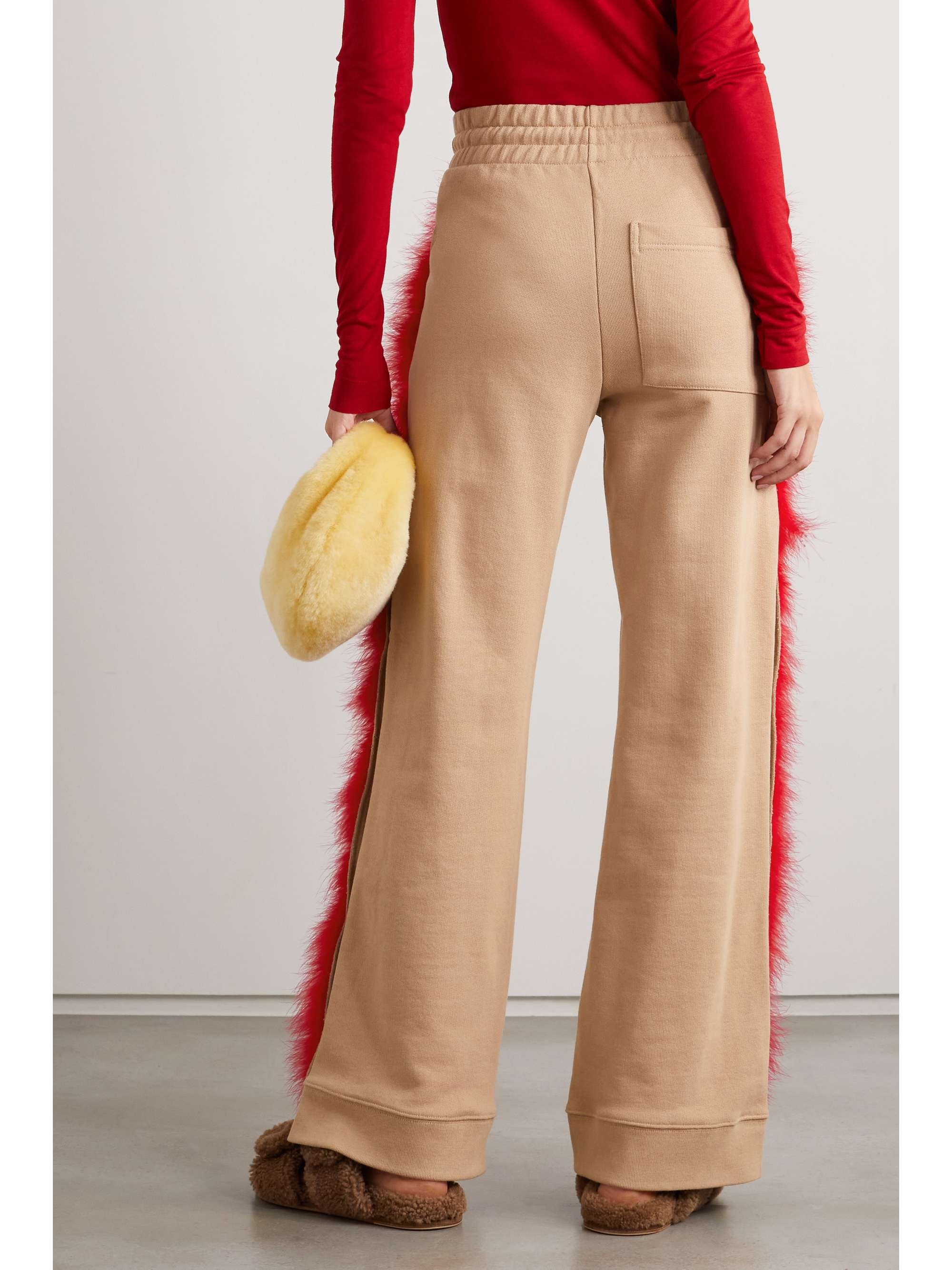 DRIES VAN NOTEN 羽毛边饰纯棉毛巾布休闲裤