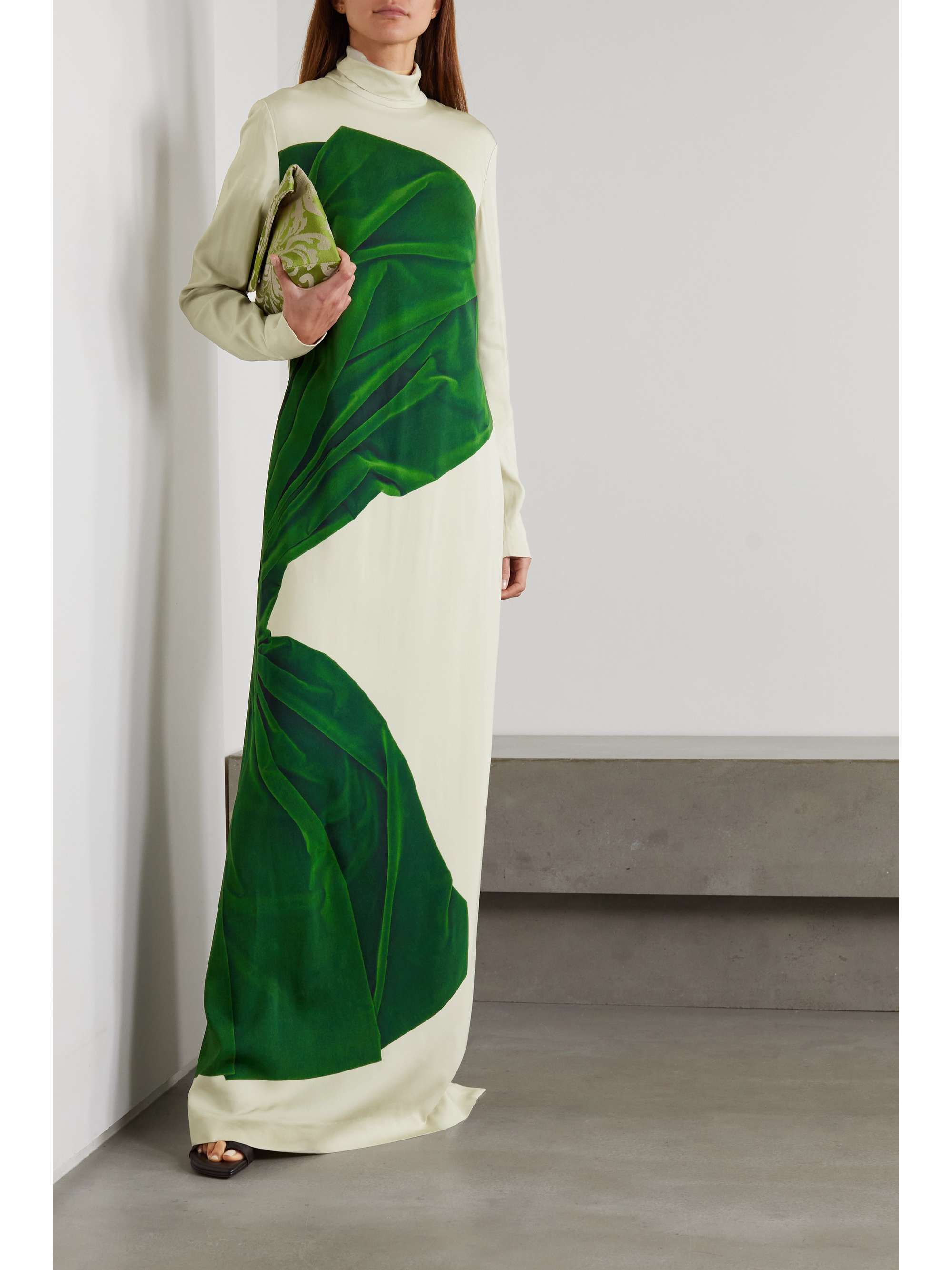 Off-white Printed stretch-crepe 