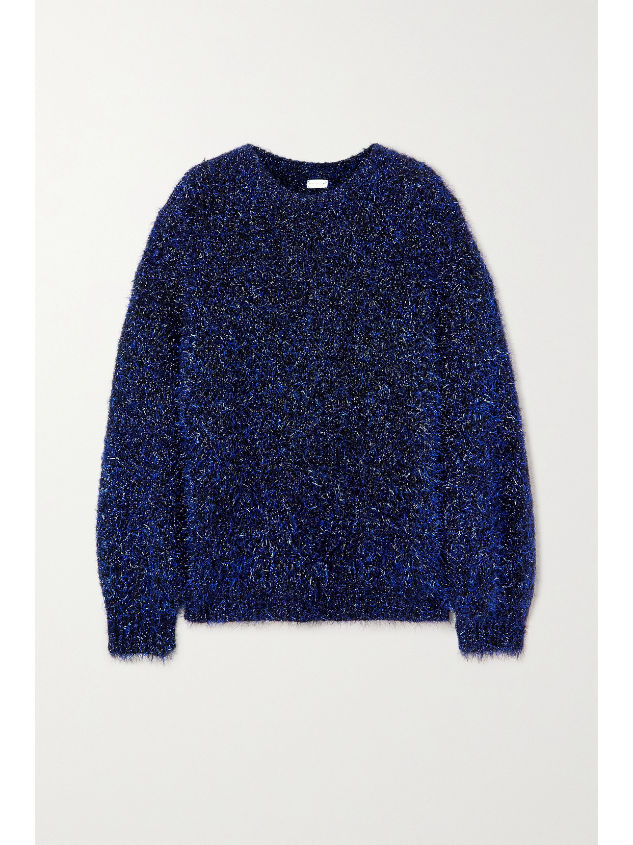 Dries Van Noten Metallic Knitted Sweater In Blue | ModeSens