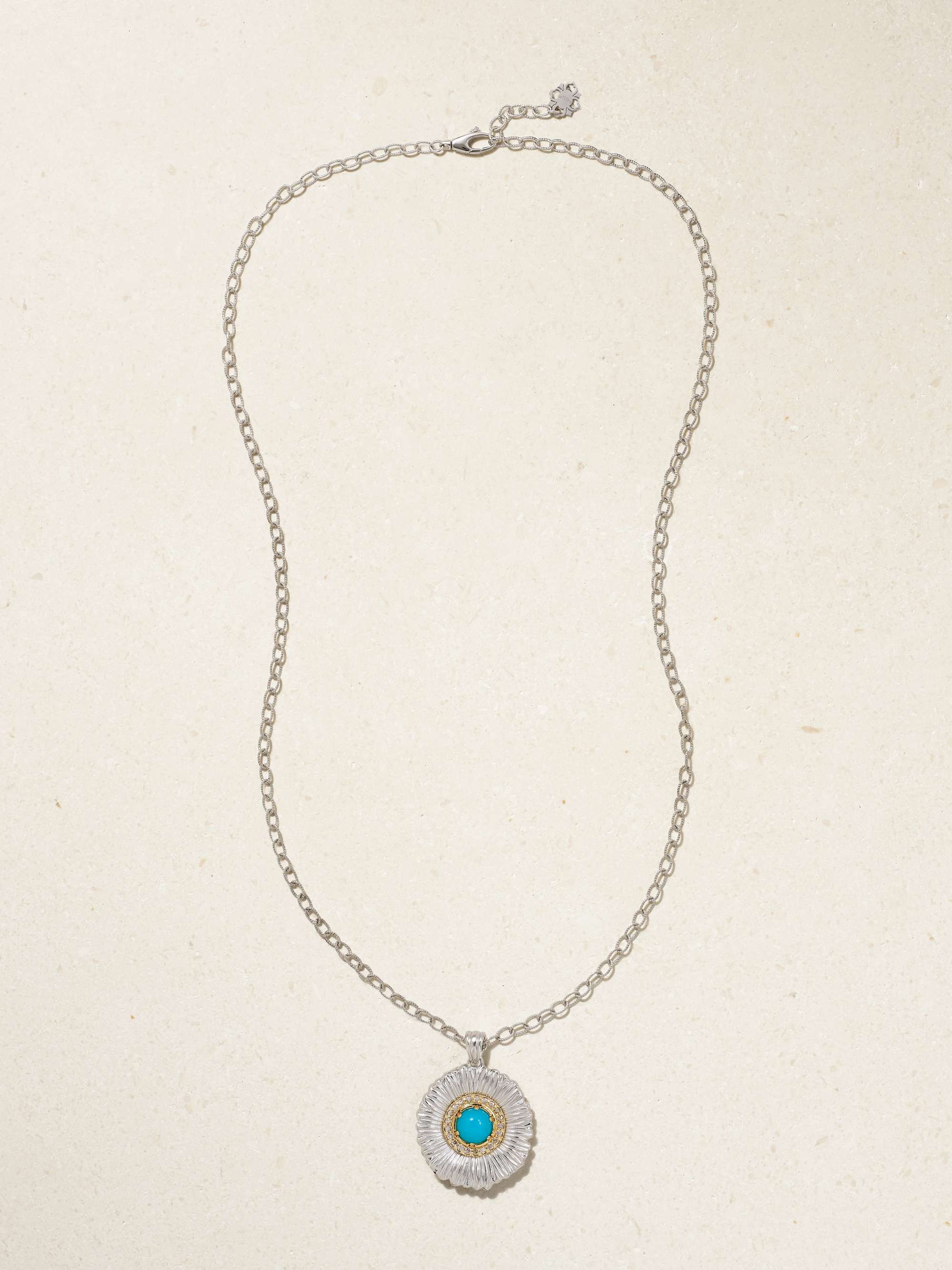BUCCELLATI Blossom sterling silver and gold-plated, jasper and diamond necklace