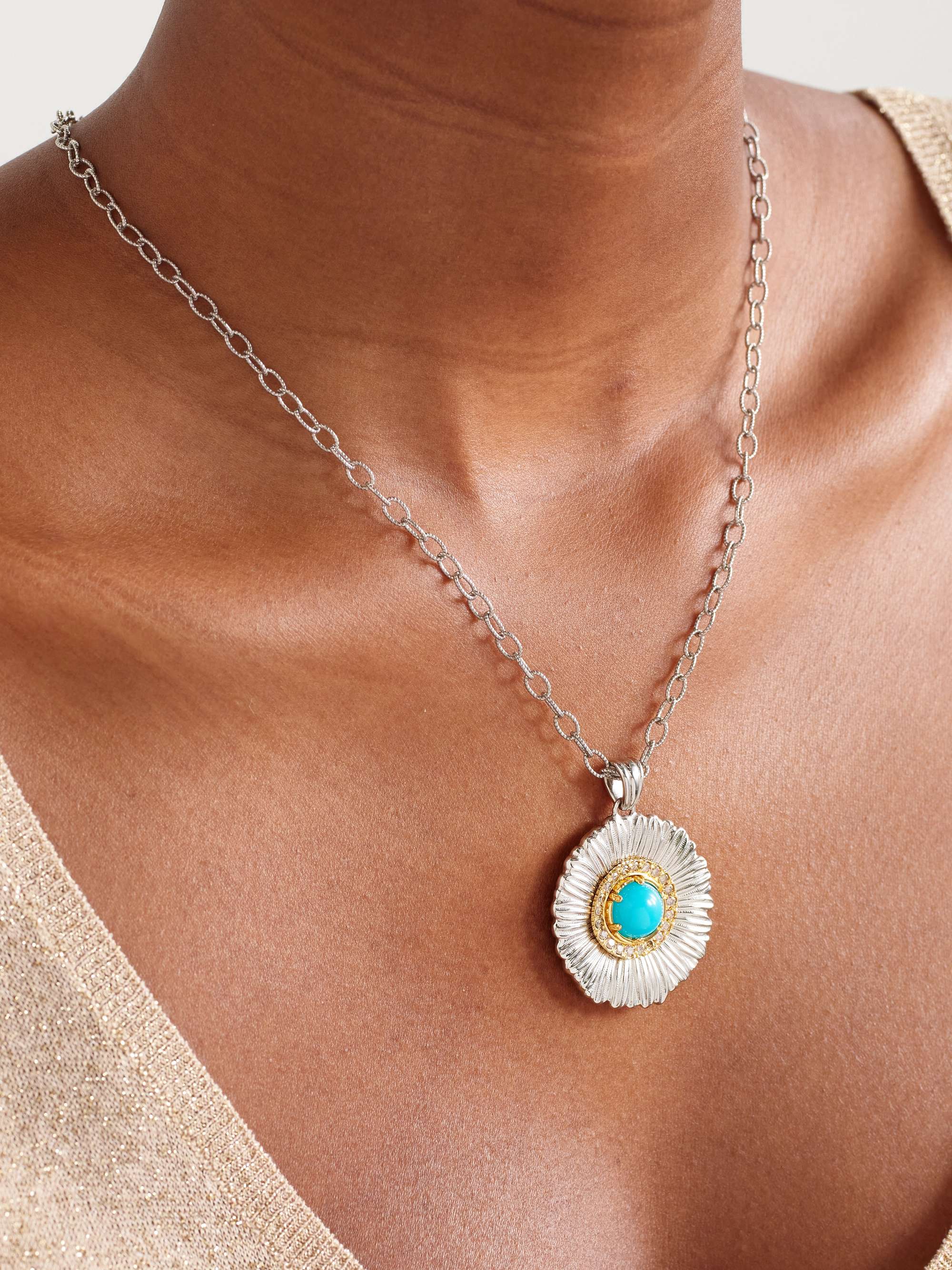 BUCCELLATI Blossom sterling silver and gold-plated, jasper and diamond necklace