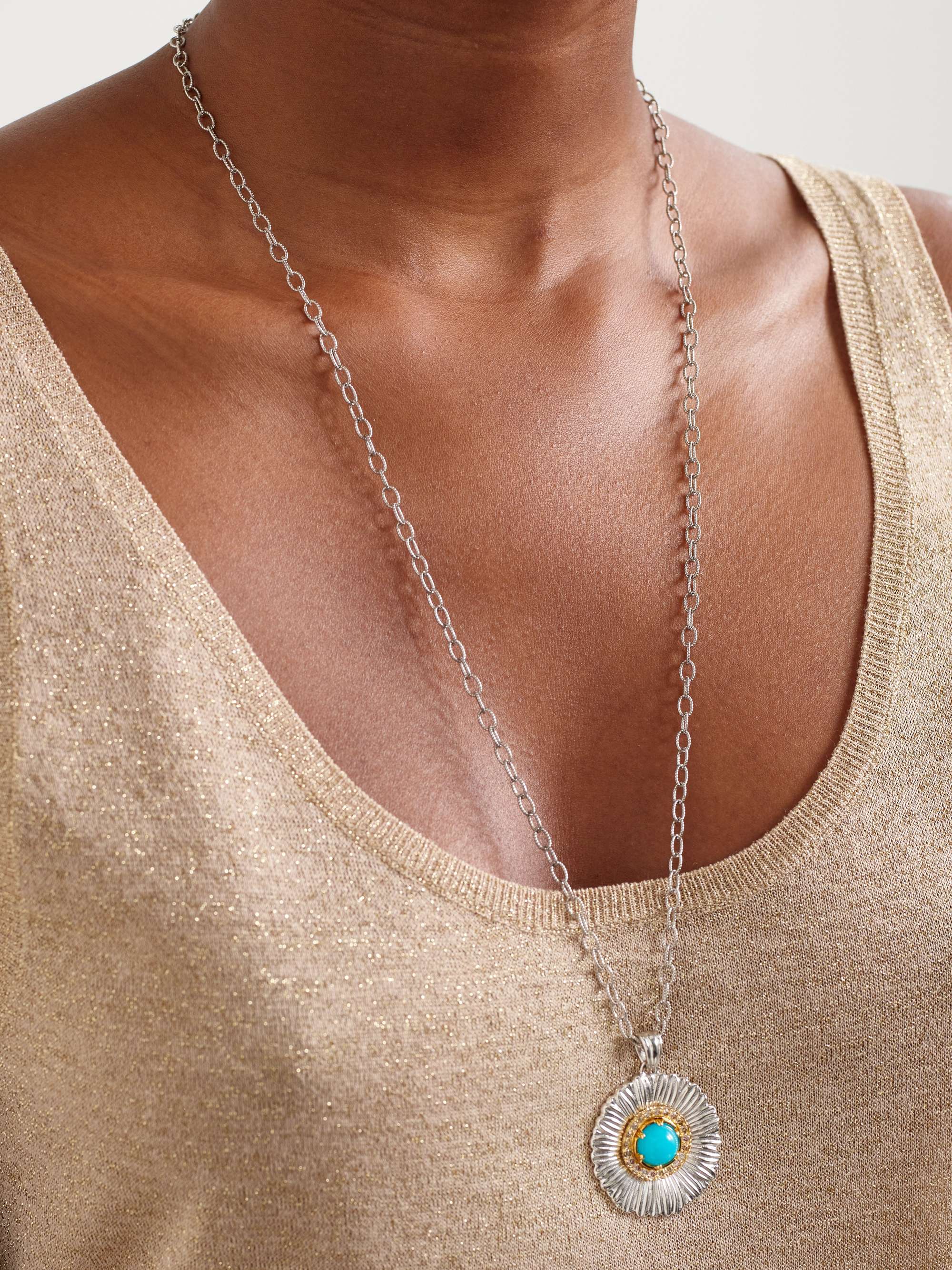 BUCCELLATI Blossom sterling silver and gold-plated, jasper and diamond necklace