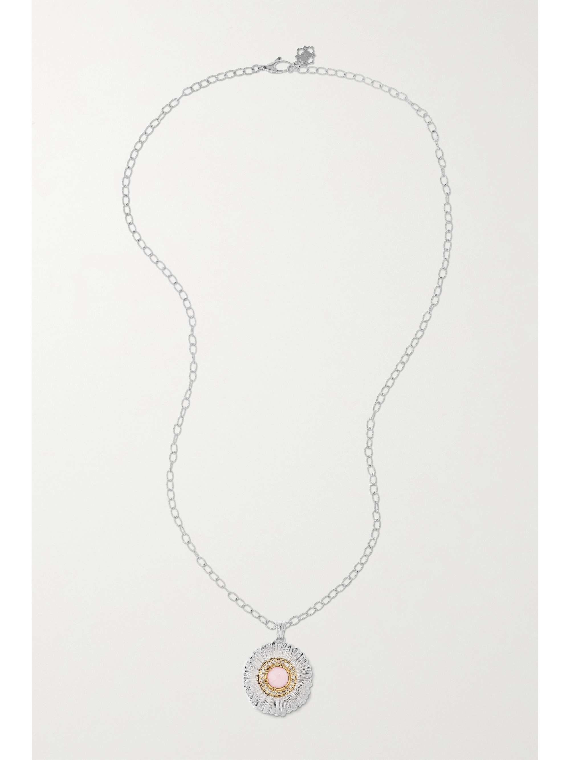 BUCCELLATI Blossom sterling silver and gold-plated, jasper and diamond necklace