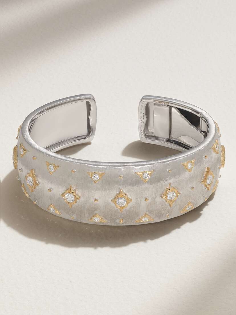 Buccellati 18-karat White And Yellow Gold Diamond Cuff