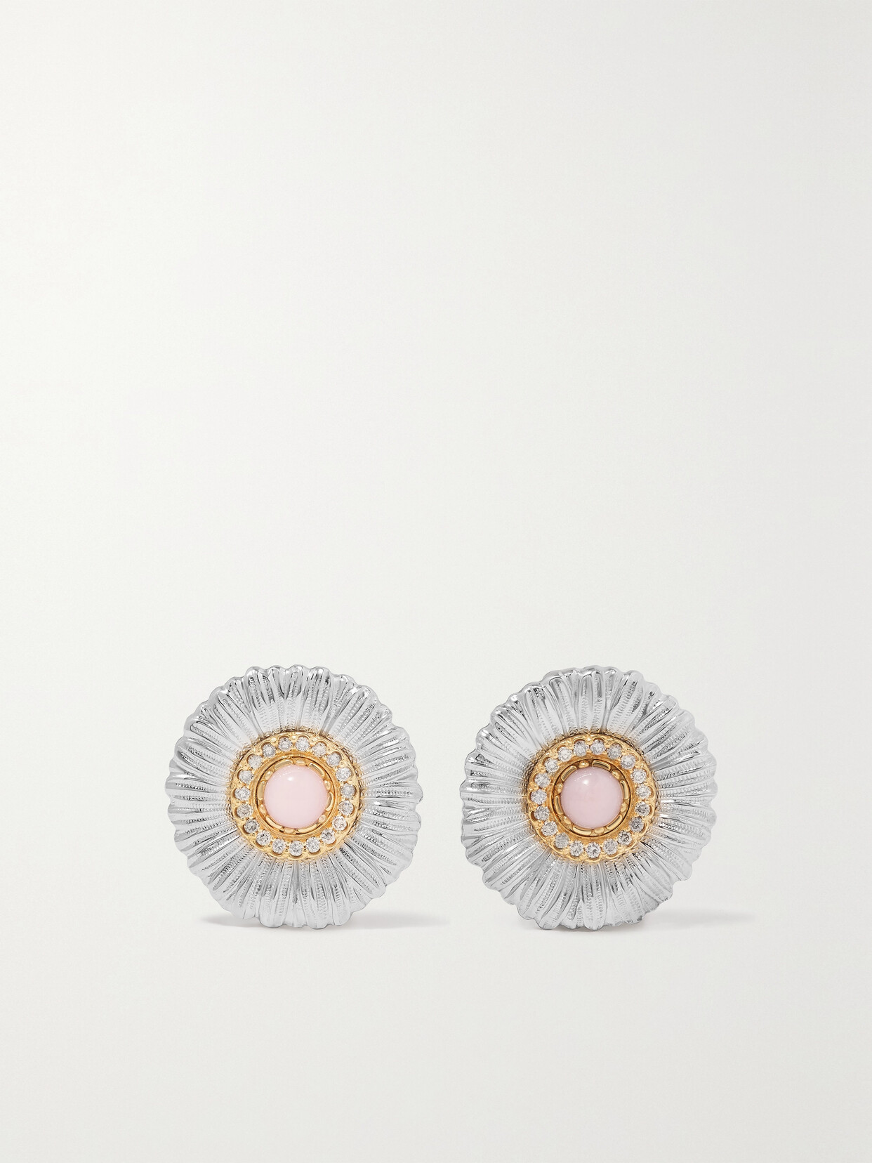 Buccellati - Blossoms Daisy Sterling Silver And Gold Vermeil, Opal And Diamond Earrings - one size