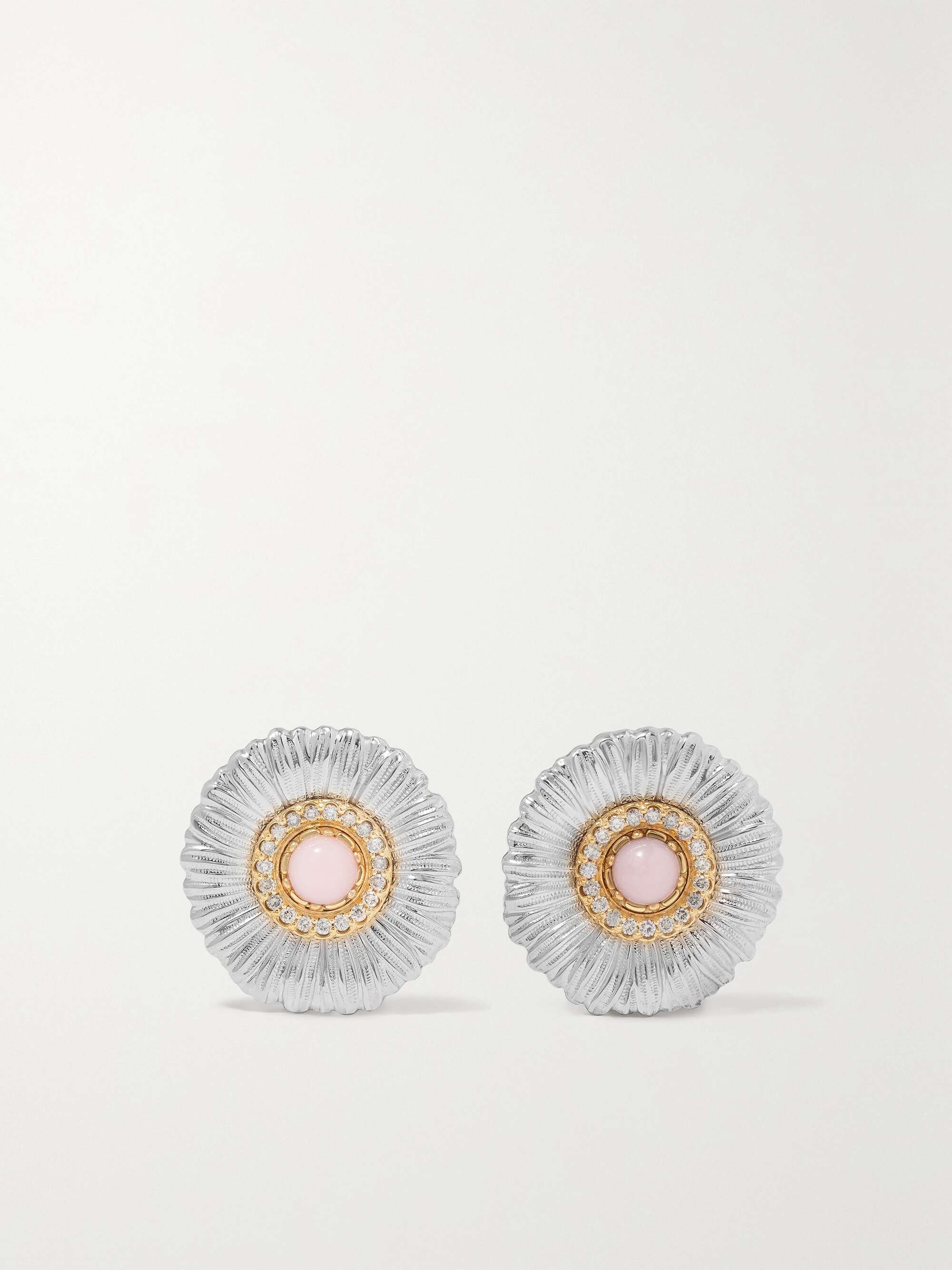 BUCCELLATI Blossoms Daisy sterling silver and gold vermeil, opal and diamond earrings