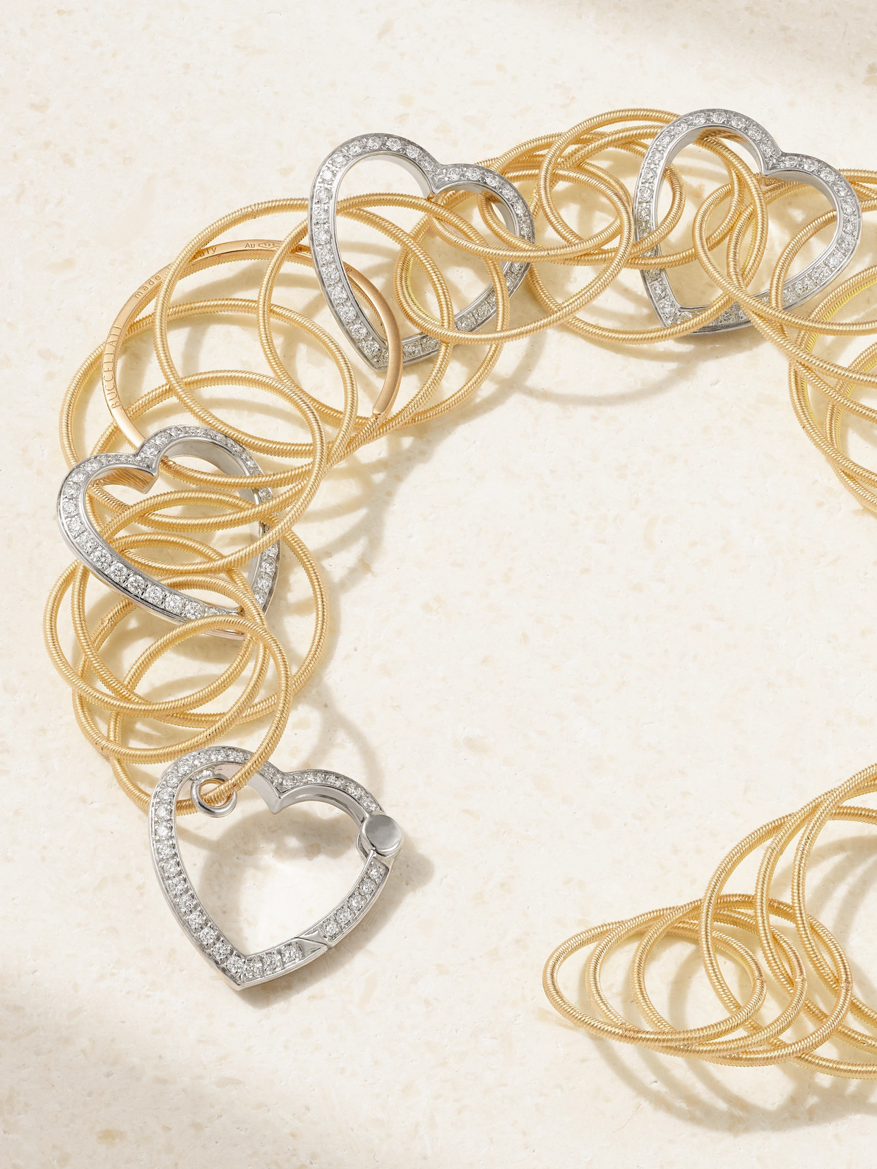 Shop Buccellati Hawaii 18-karat Yellow And White Gold Diamond Bracelet