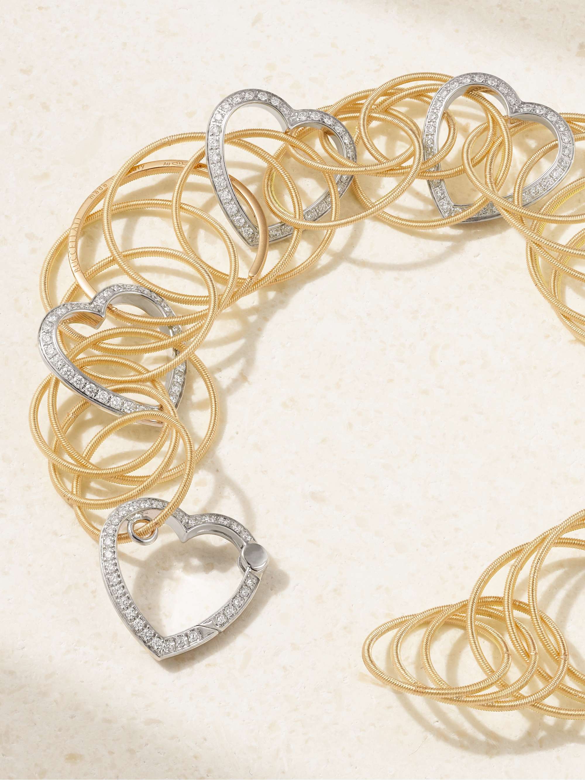 BUCCELLATI Hawaii 18-karat yellow and white gold diamond bracelet