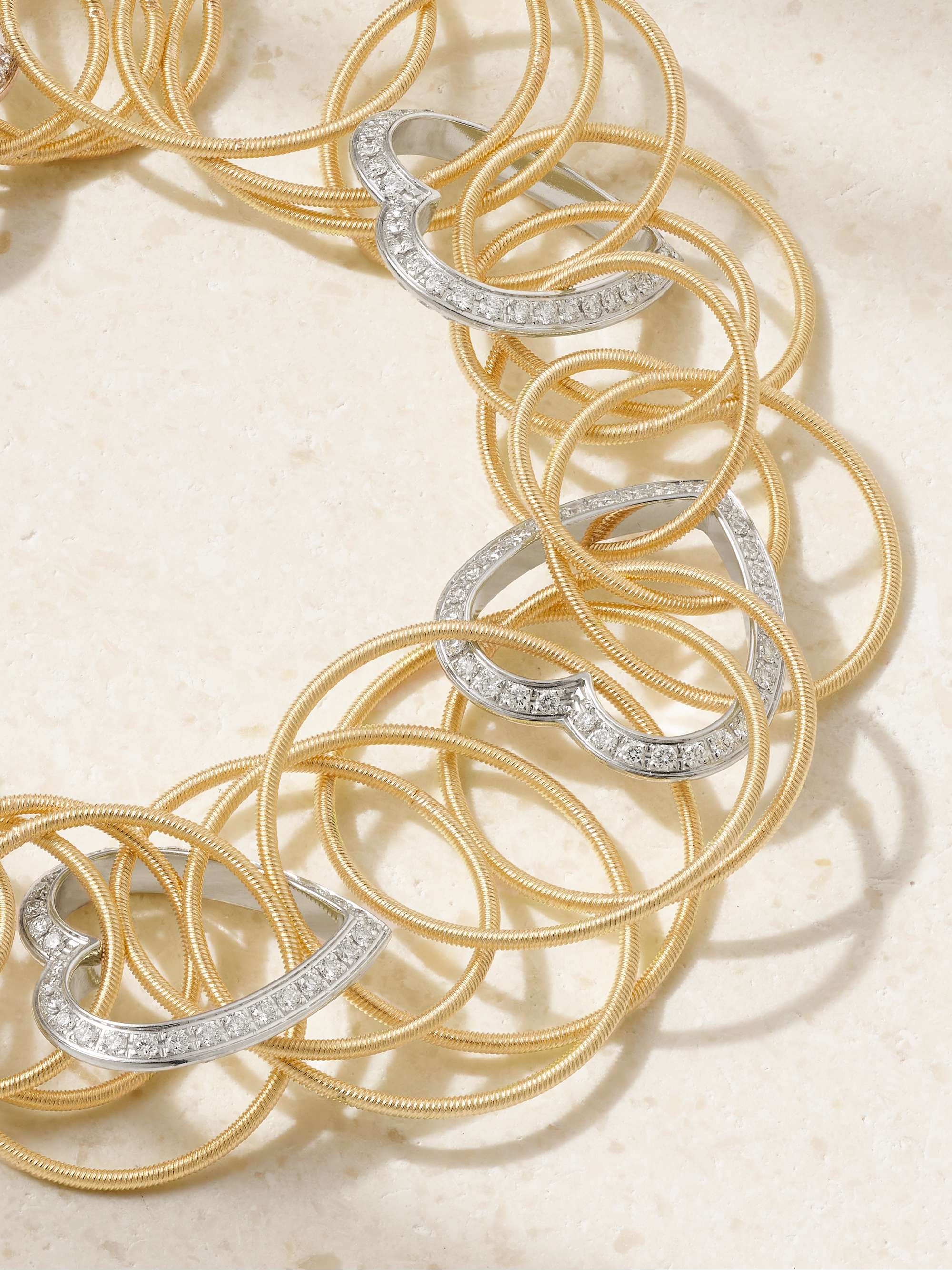 BUCCELLATI Hawaii 18-karat yellow and white gold diamond bracelet