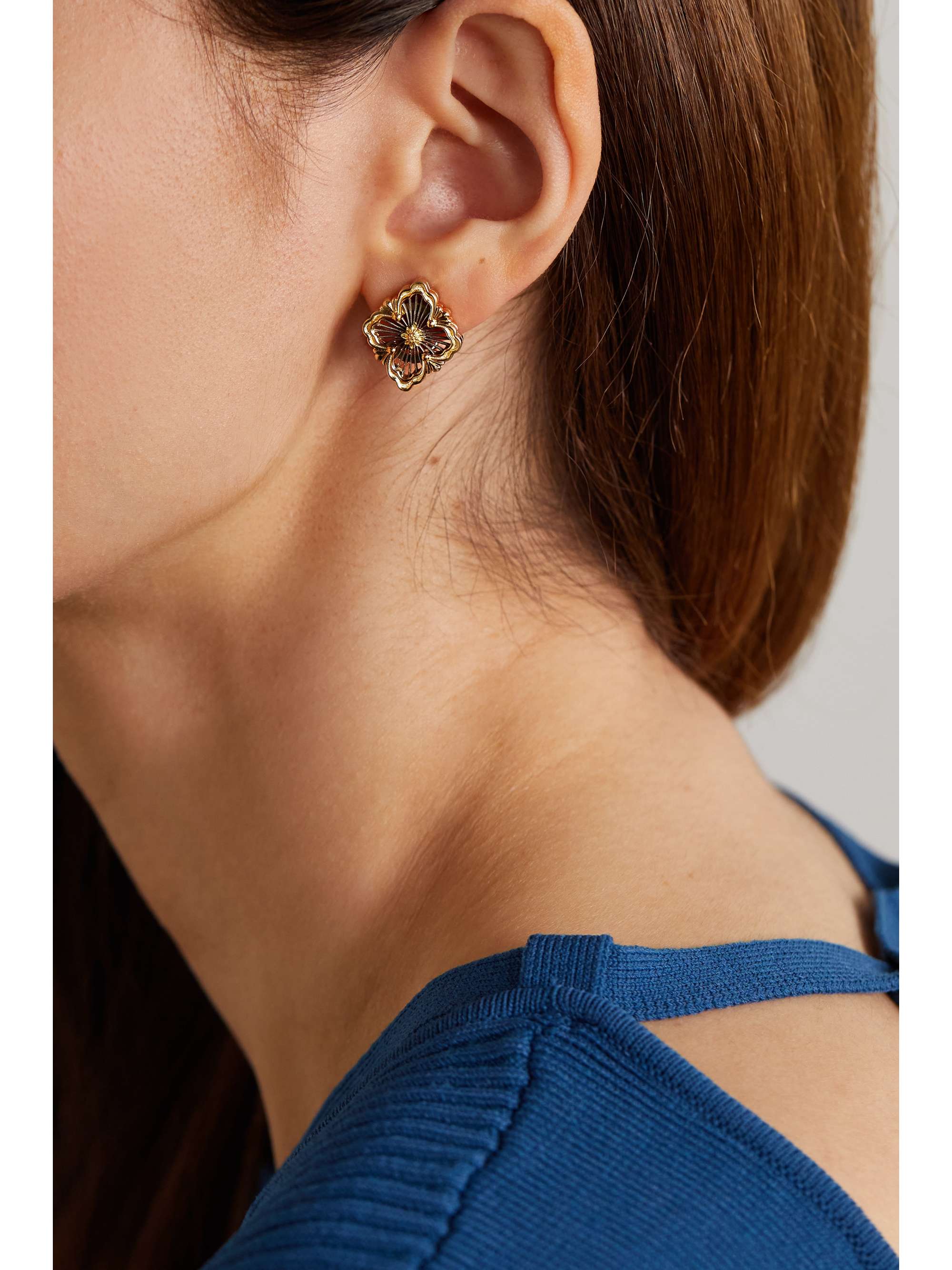 BUCCELLATI Boucles d'oreilles en or 18 carats (750/1000) et émail Opera Tulle