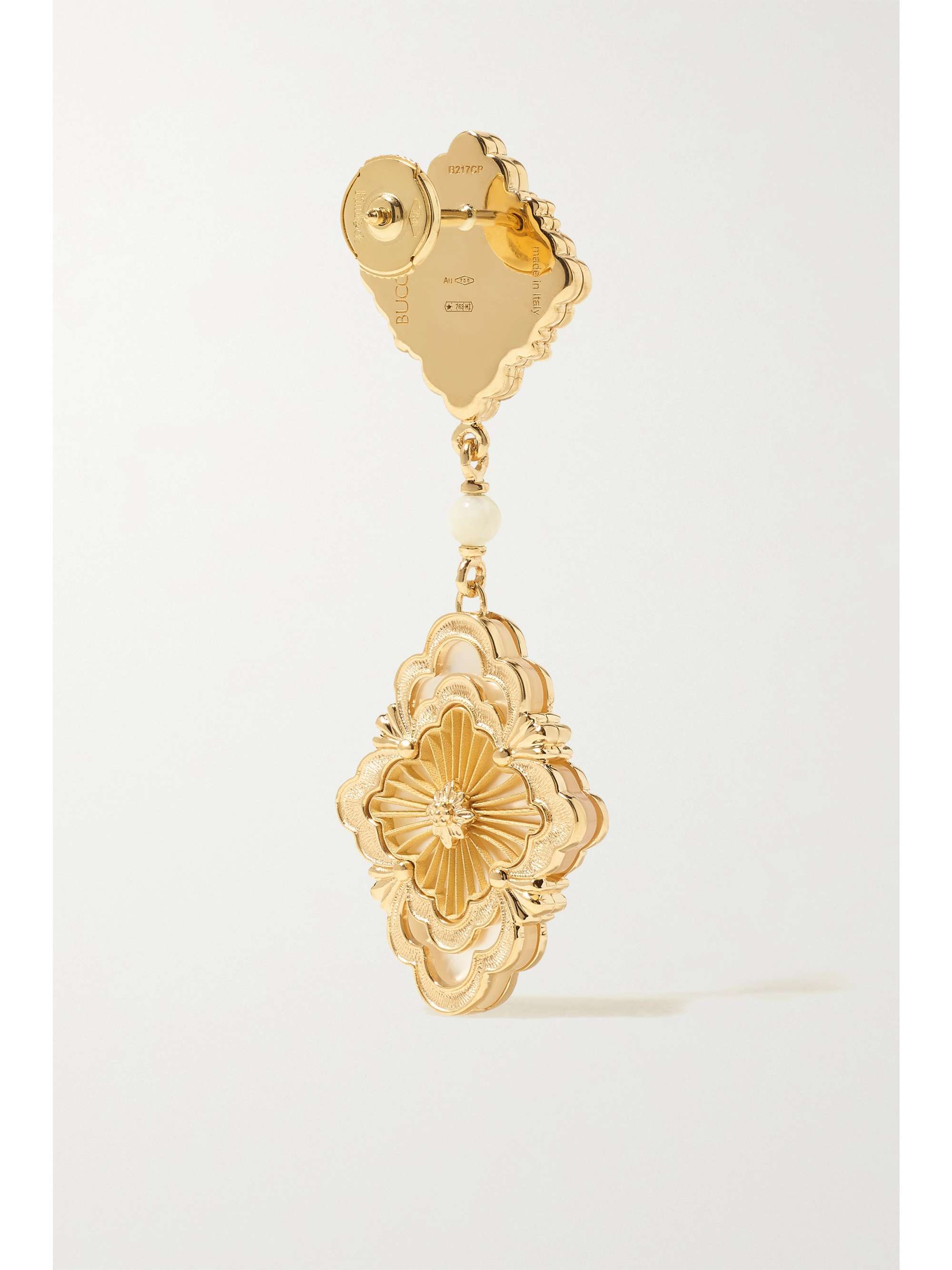 BUCCELLATI Opera Tulle 18-karat gold, enamel and diamond earrings