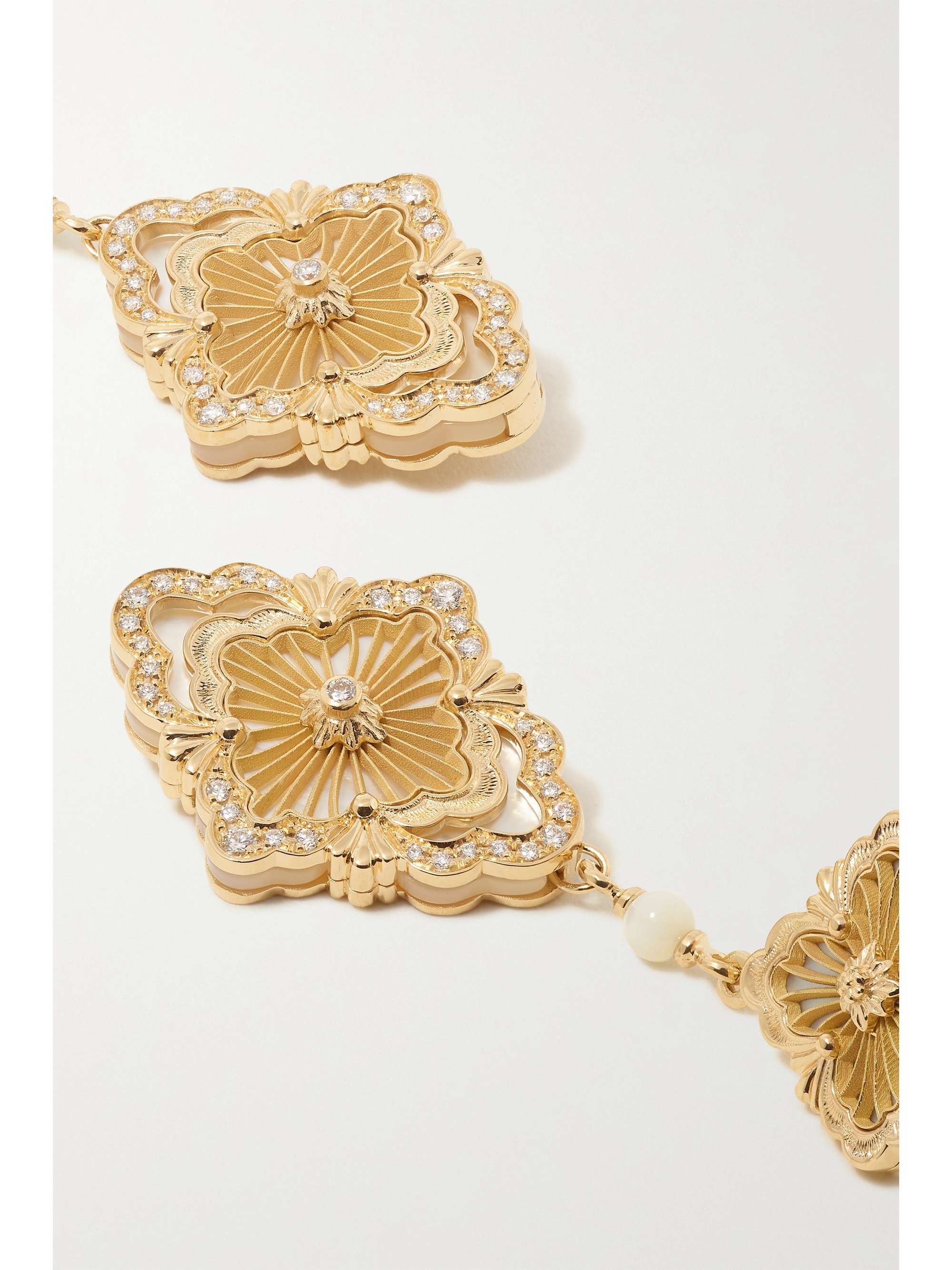 BUCCELLATI Opera Tulle 18-karat gold, enamel and diamond earrings