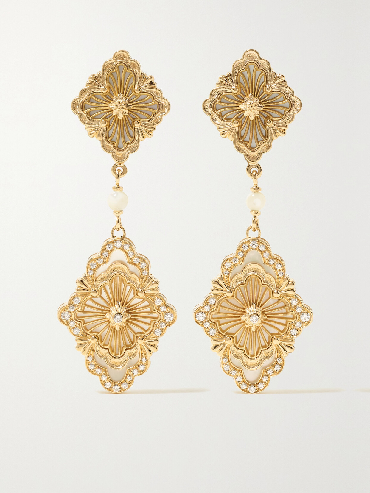 Buccellati Opera Tulle 18-karat Gold, Enamel And Diamond Earrings