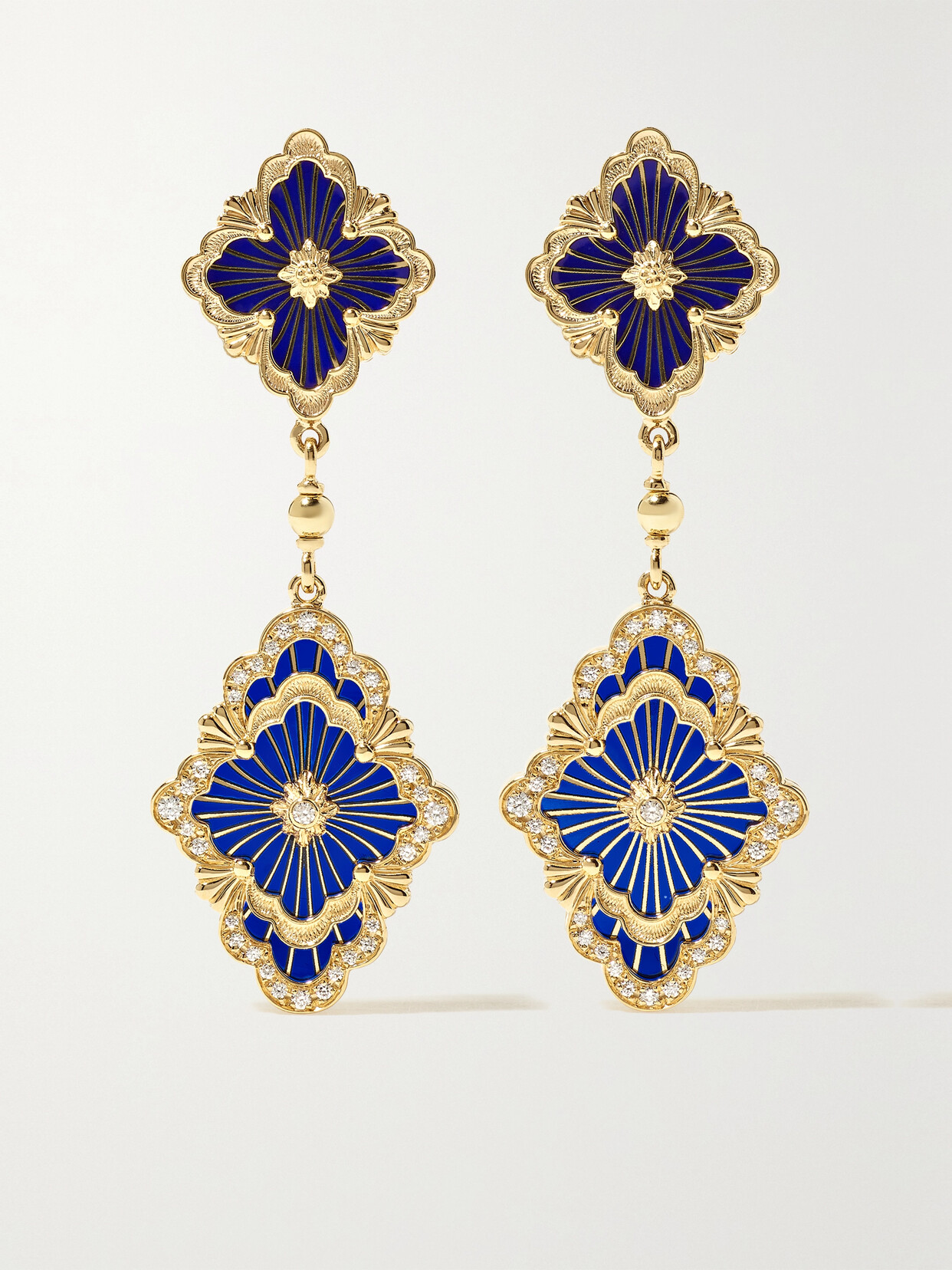 Buccellati Opera Tulle 18-karat Gold, Enamel And Diamond Earrings