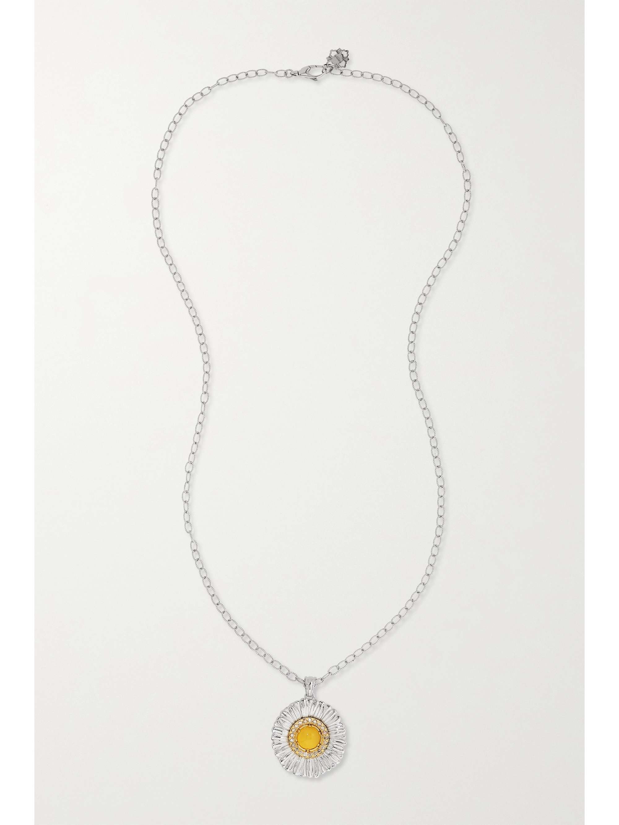 BUCCELLATI Blossom sterling silver and gold-plated, jasper and diamond necklace