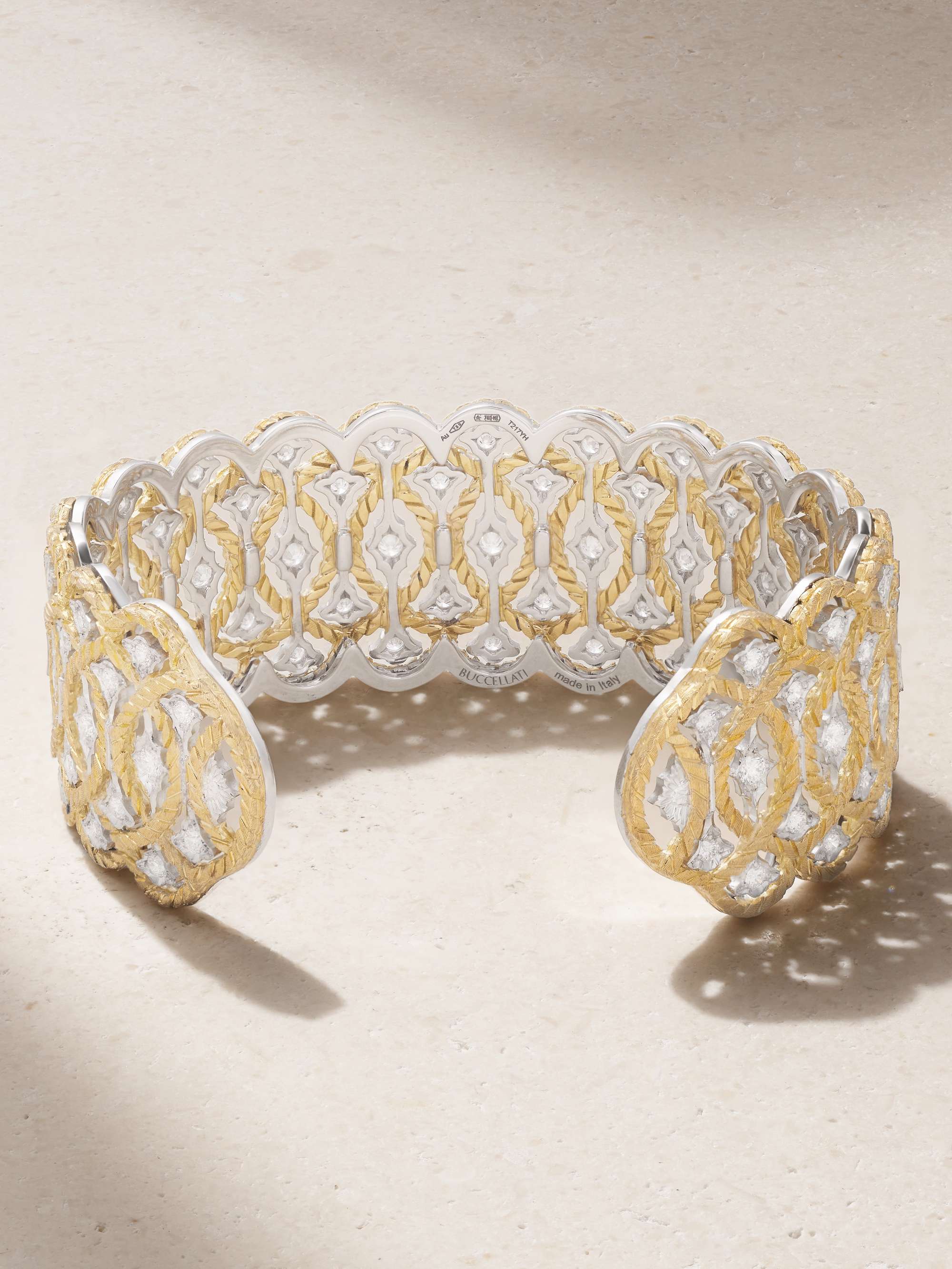 BUCCELLATI Étoilée 18-karat yellow and white gold diamond cuff