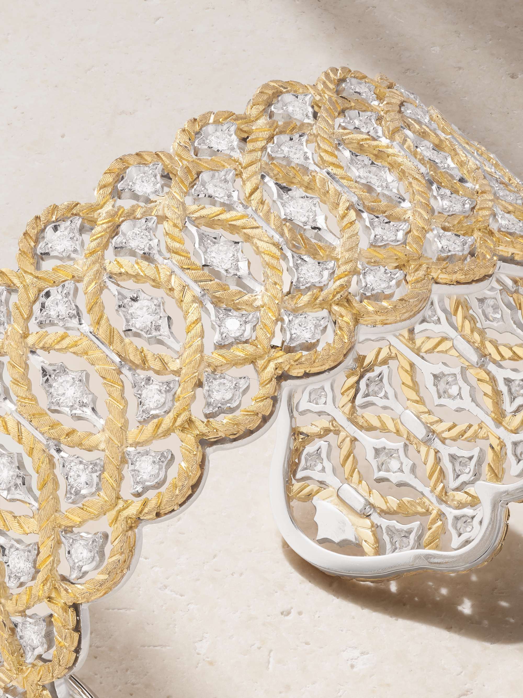 BUCCELLATI Étoilée 18-karat yellow and white gold diamond cuff