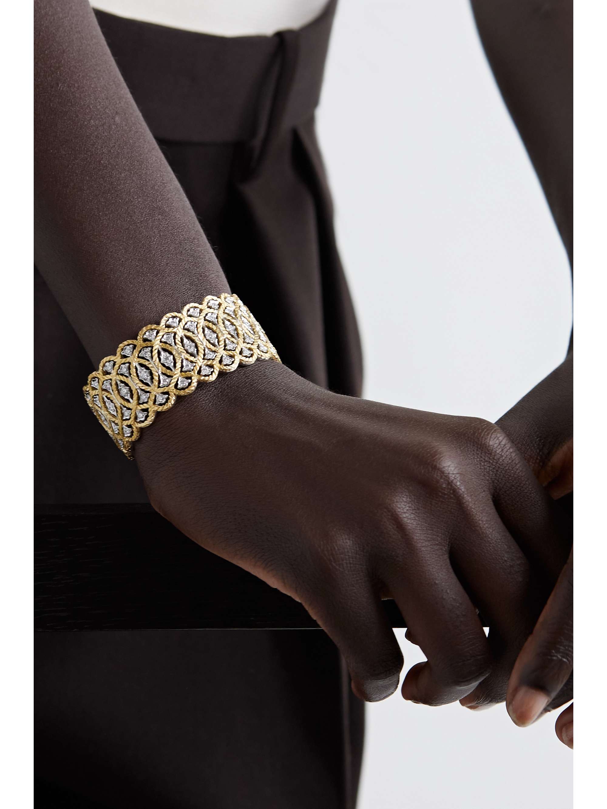 BUCCELLATI Étoilée 18-karat yellow and white gold diamond cuff