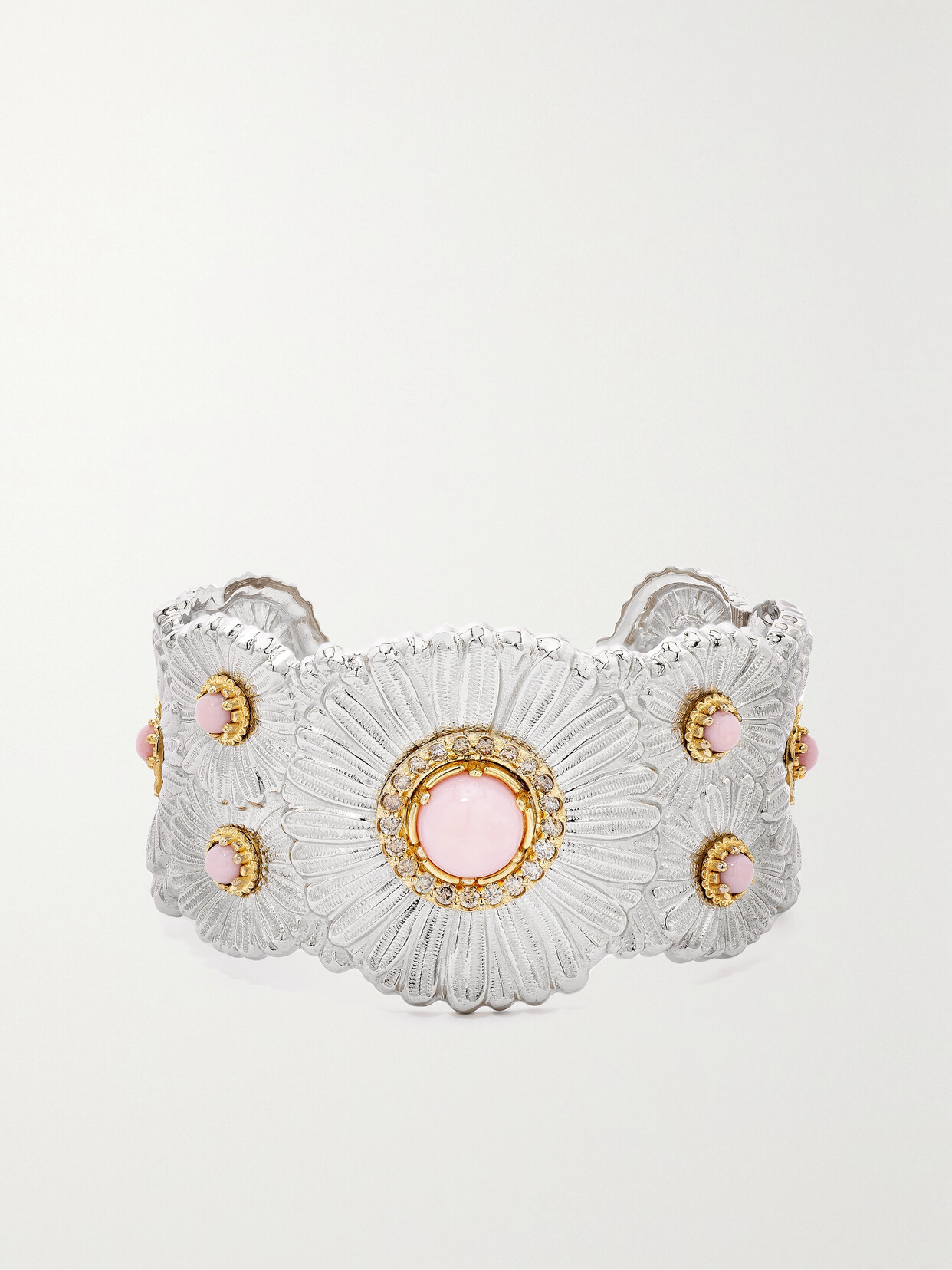 Buccellati - Daisy Blossoms Sterling Silver, Gold-plated, Opal And Diamond Cuff - S