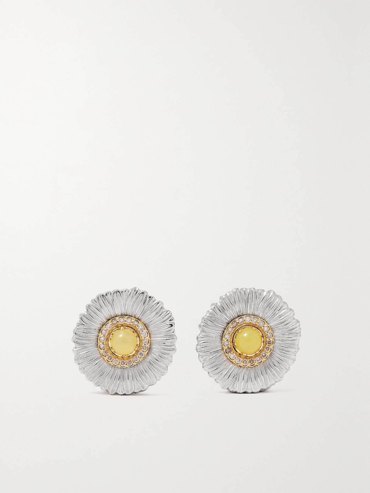 Buccellati Daisy Gold-plated Sterling Silver, Agate And Diamond Earrings - One size