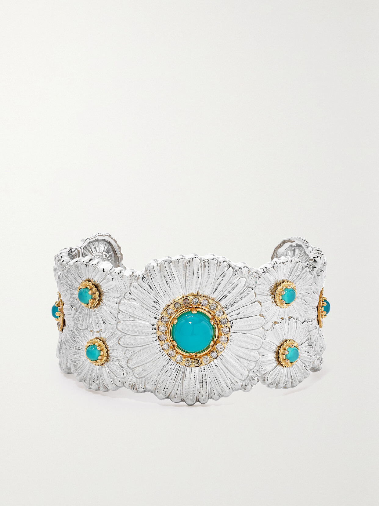 Buccellati - Daisy Blossoms Gold-plated, Agate And Diamond Cuff - Silver