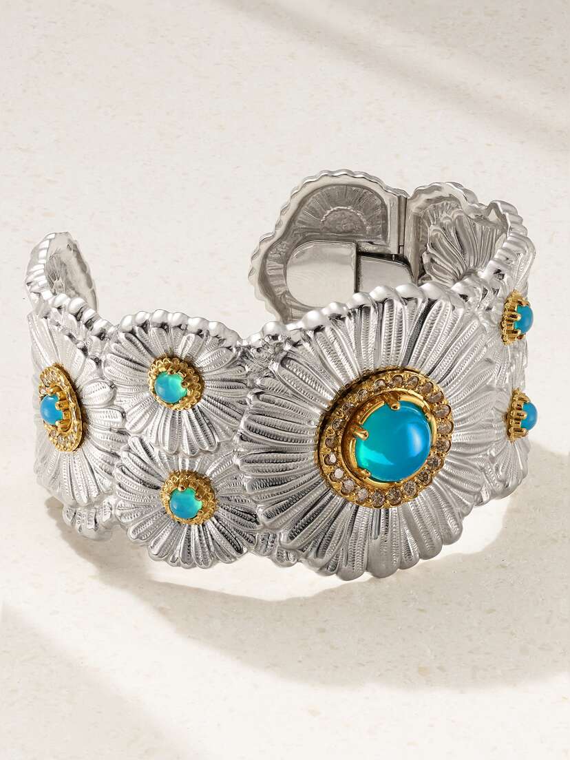 Buccellati Daisy Blossoms Gold-plated, Agate And Diamond Cuff