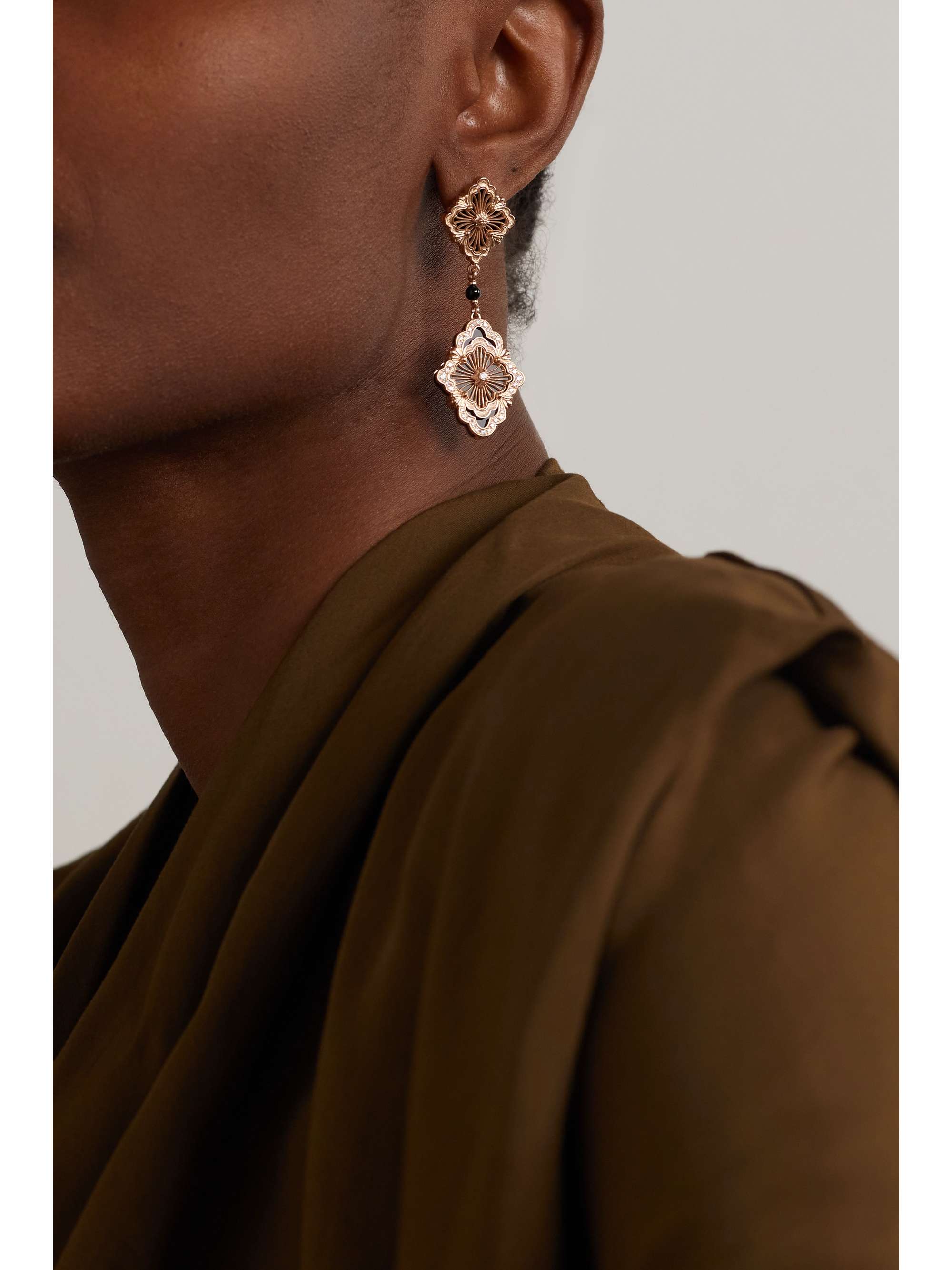 BUCCELLATI Opera Tulle 18-karat gold, onyx and diamond earrings