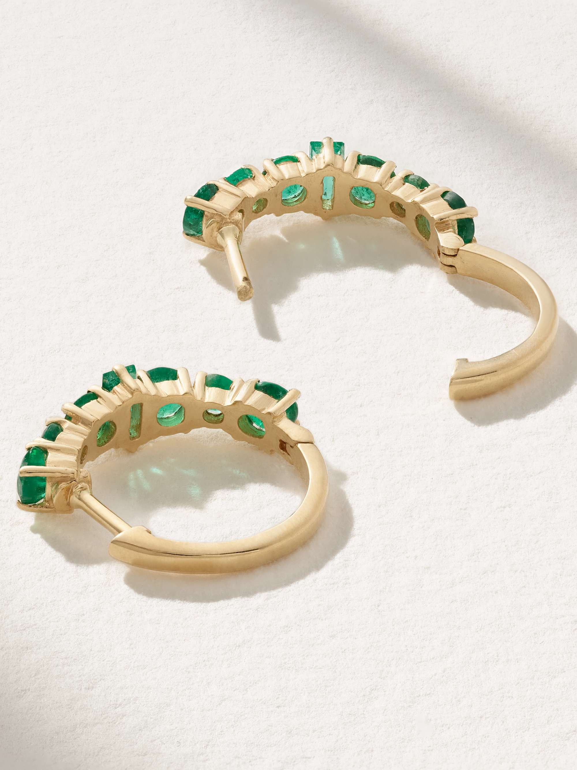 ILEANA MAKRI 18-karat gold emerald hoop earrings