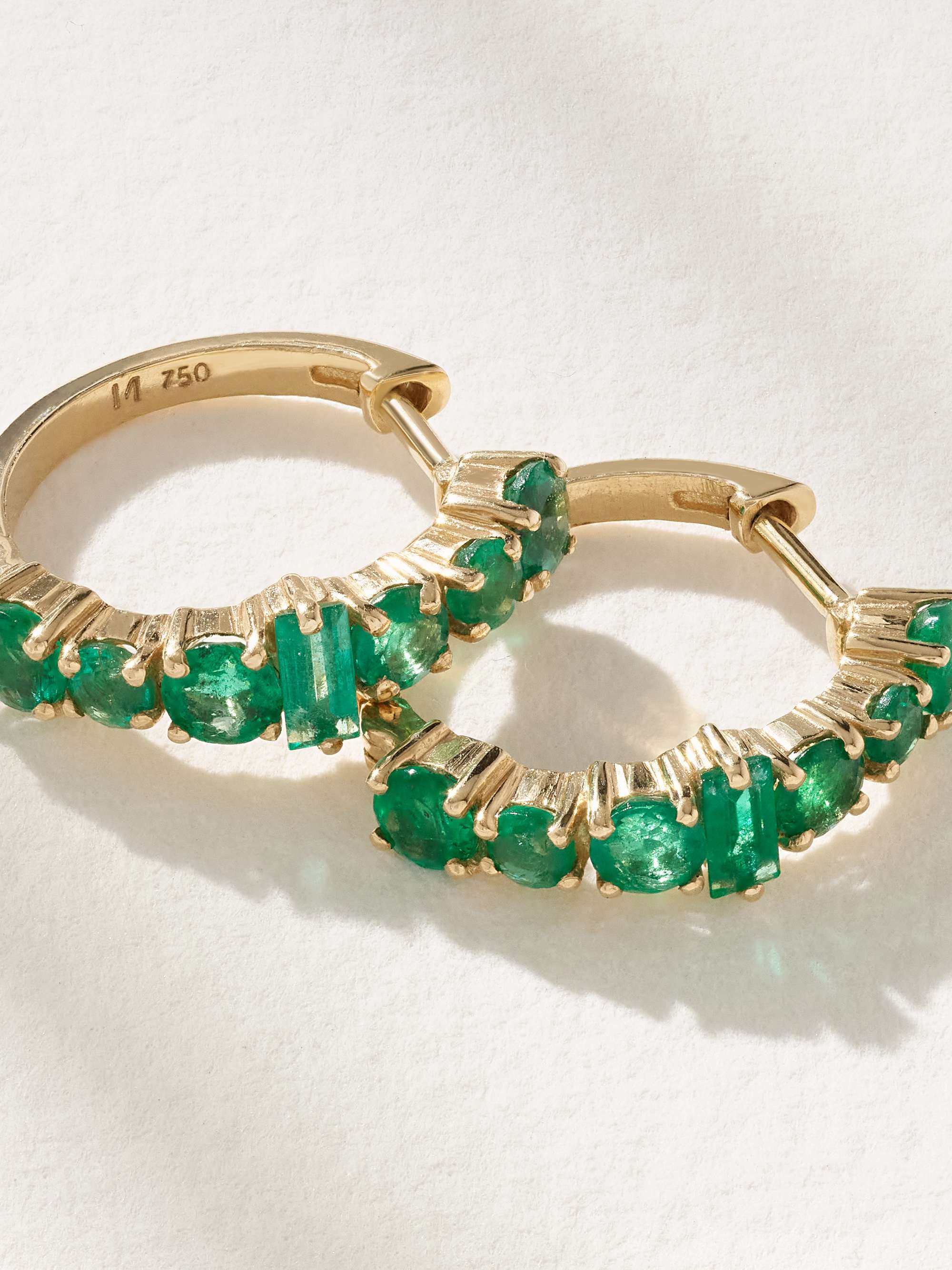 ILEANA MAKRI 18-karat gold emerald hoop earrings