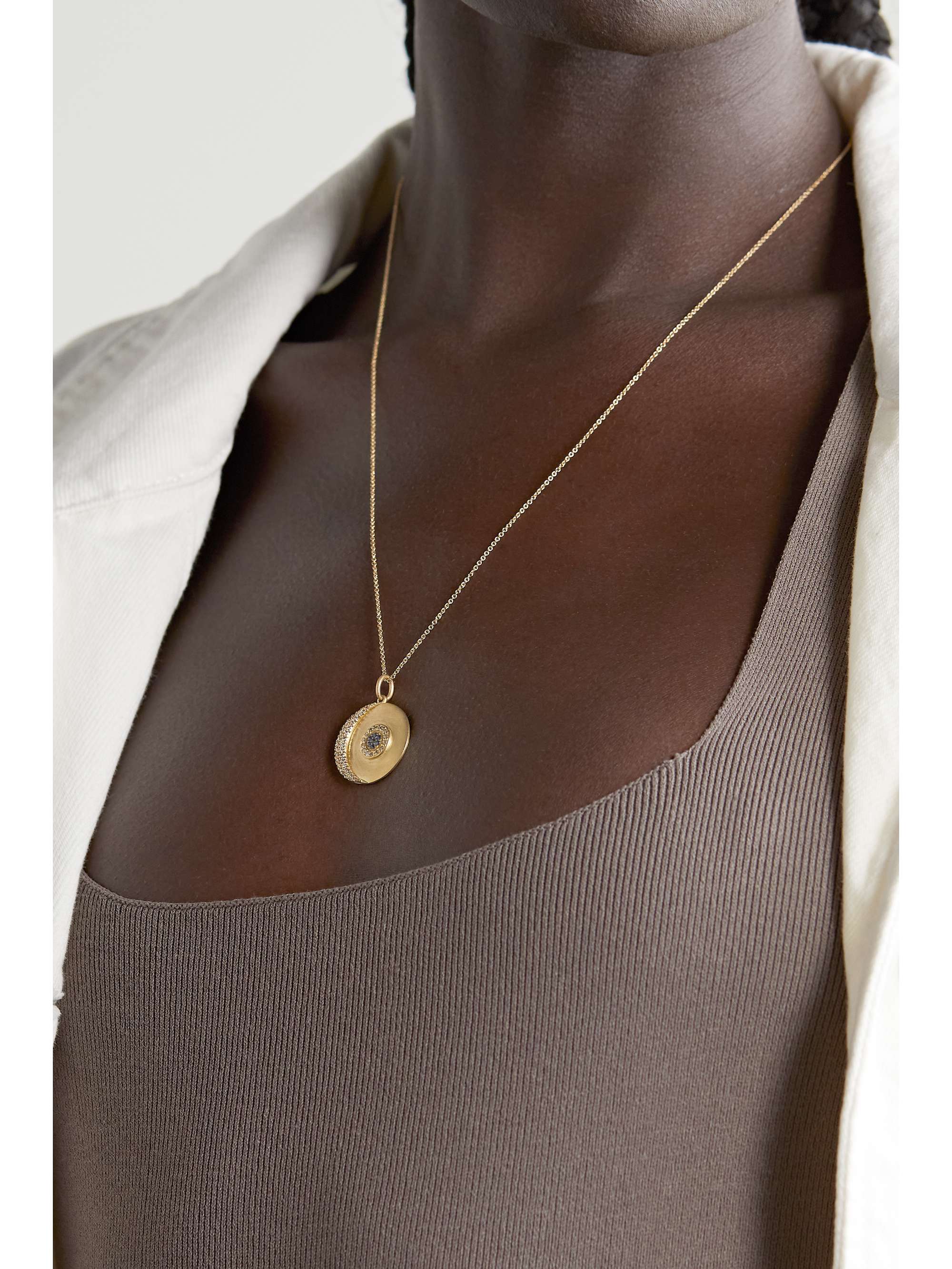 ILEANA MAKRI Lunar Eclipse Kette aus 18 Karat Gold mit mehreren Steinen