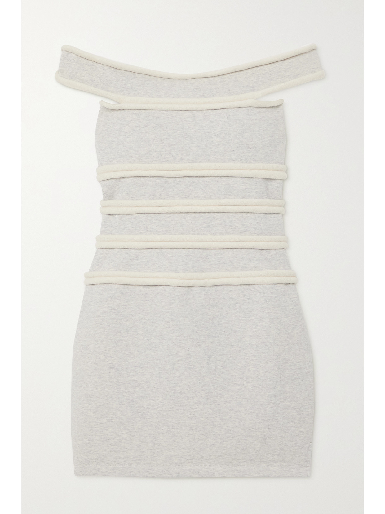 ALEXANDER WANG OFF-THE-SHOULDER PIPED STRETCH-COTTON JERSEY MINI DRESS