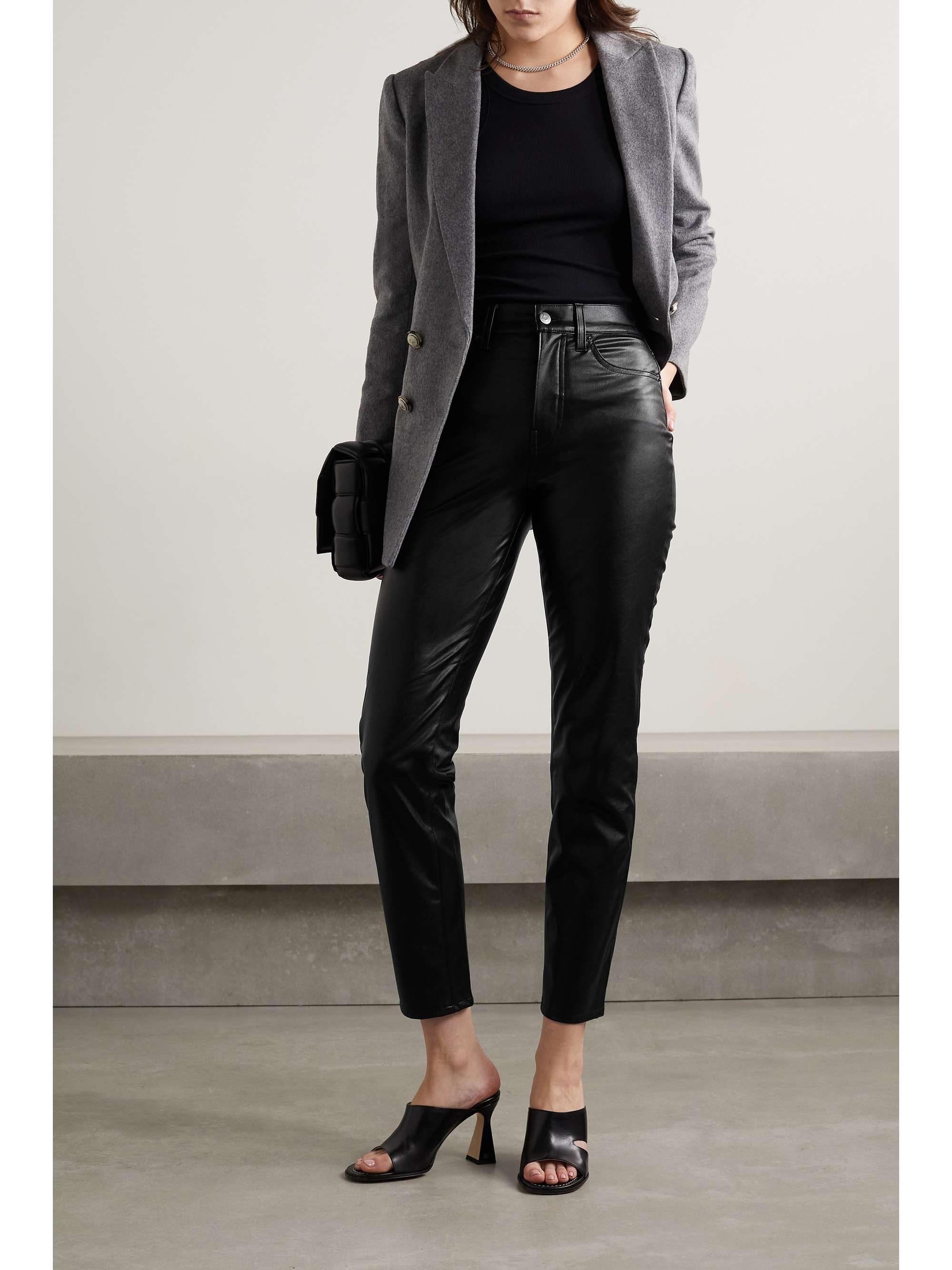 faux leather straight leg pants zara