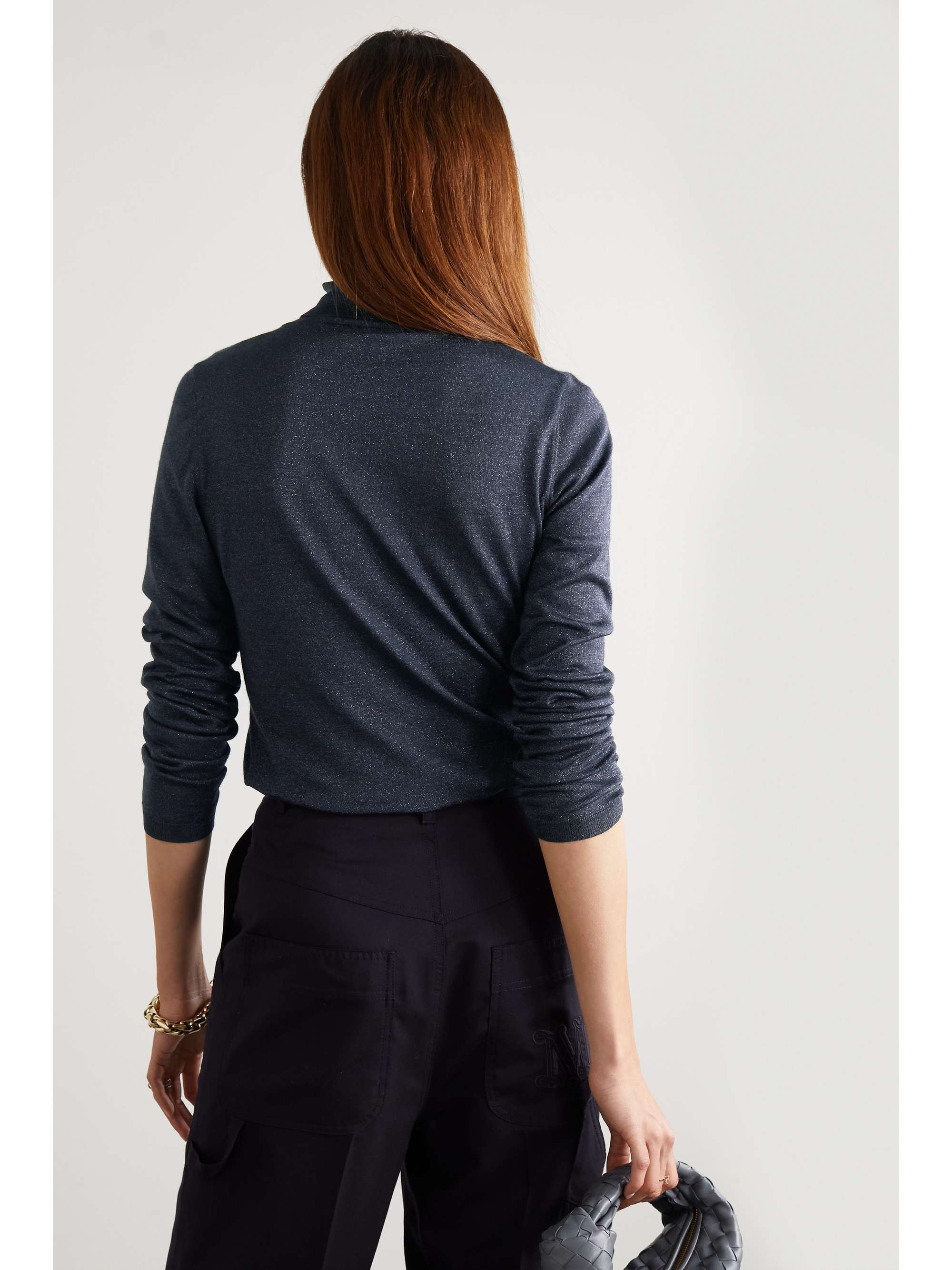 BRUNELLO CUCINELLI Metallic cashmere-blend turtleneck sweater