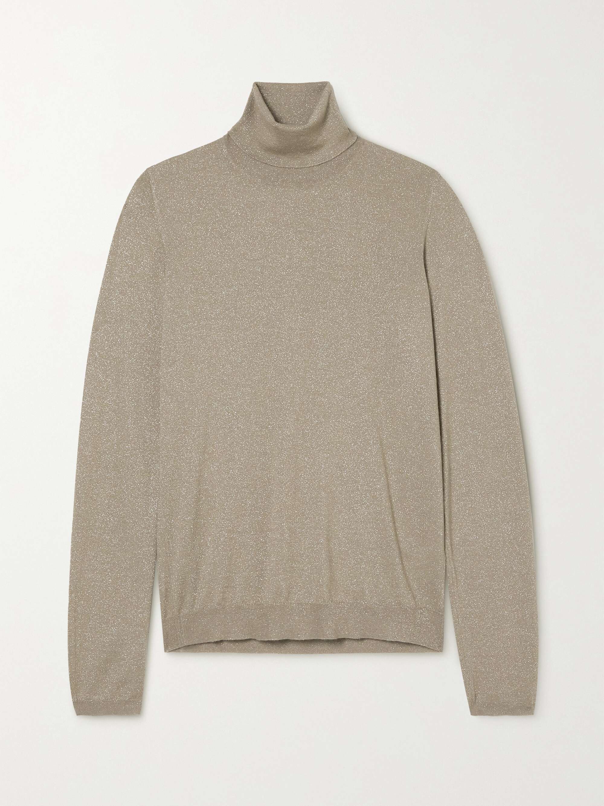 BRUNELLO CUCINELLI كنزة بياقة طويلة من مزيجٍ من الكشمير بلمعة معدنية