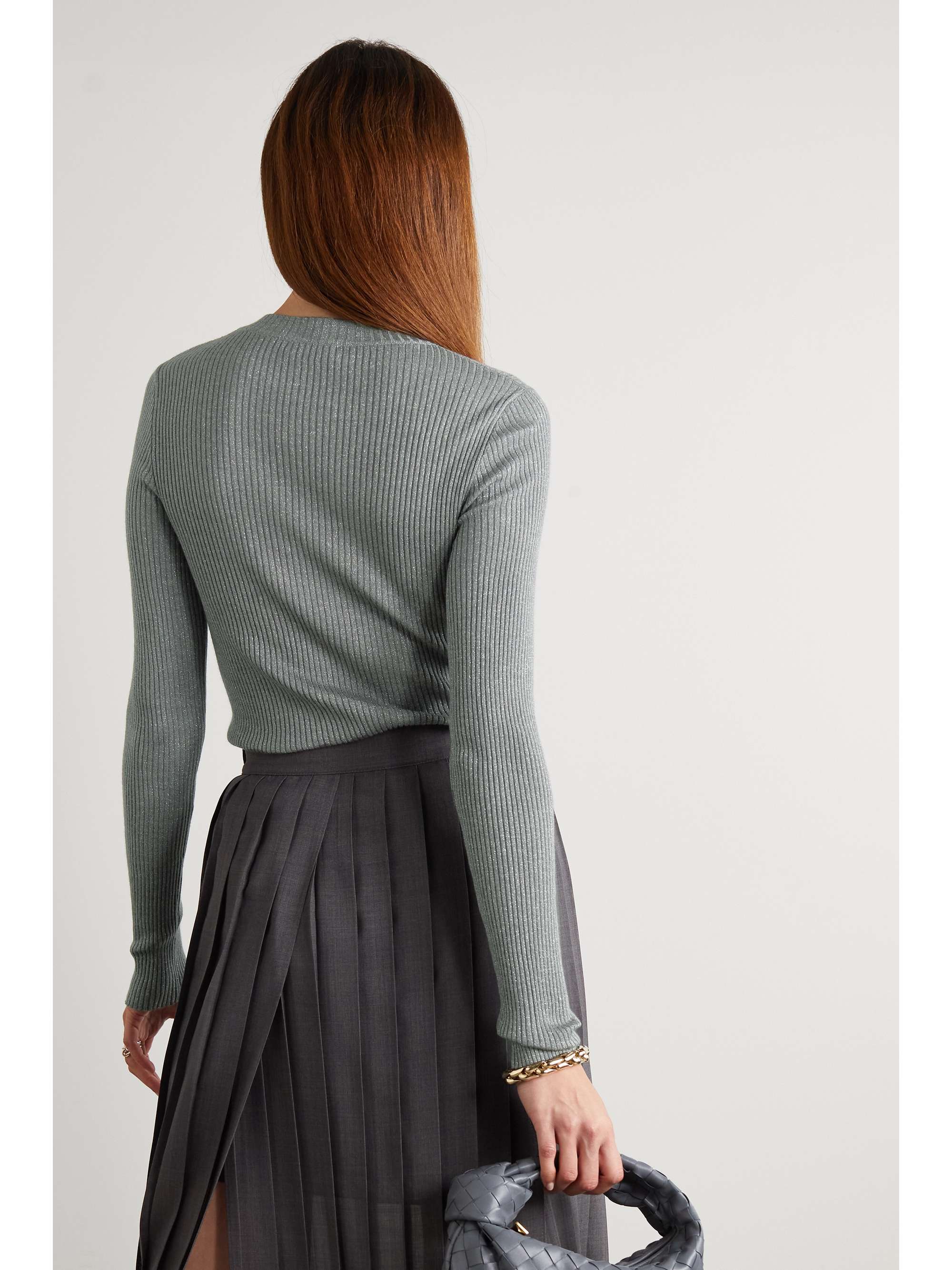 BRUNELLO CUCINELLI Ribbed metallic cashmere-blend sweater