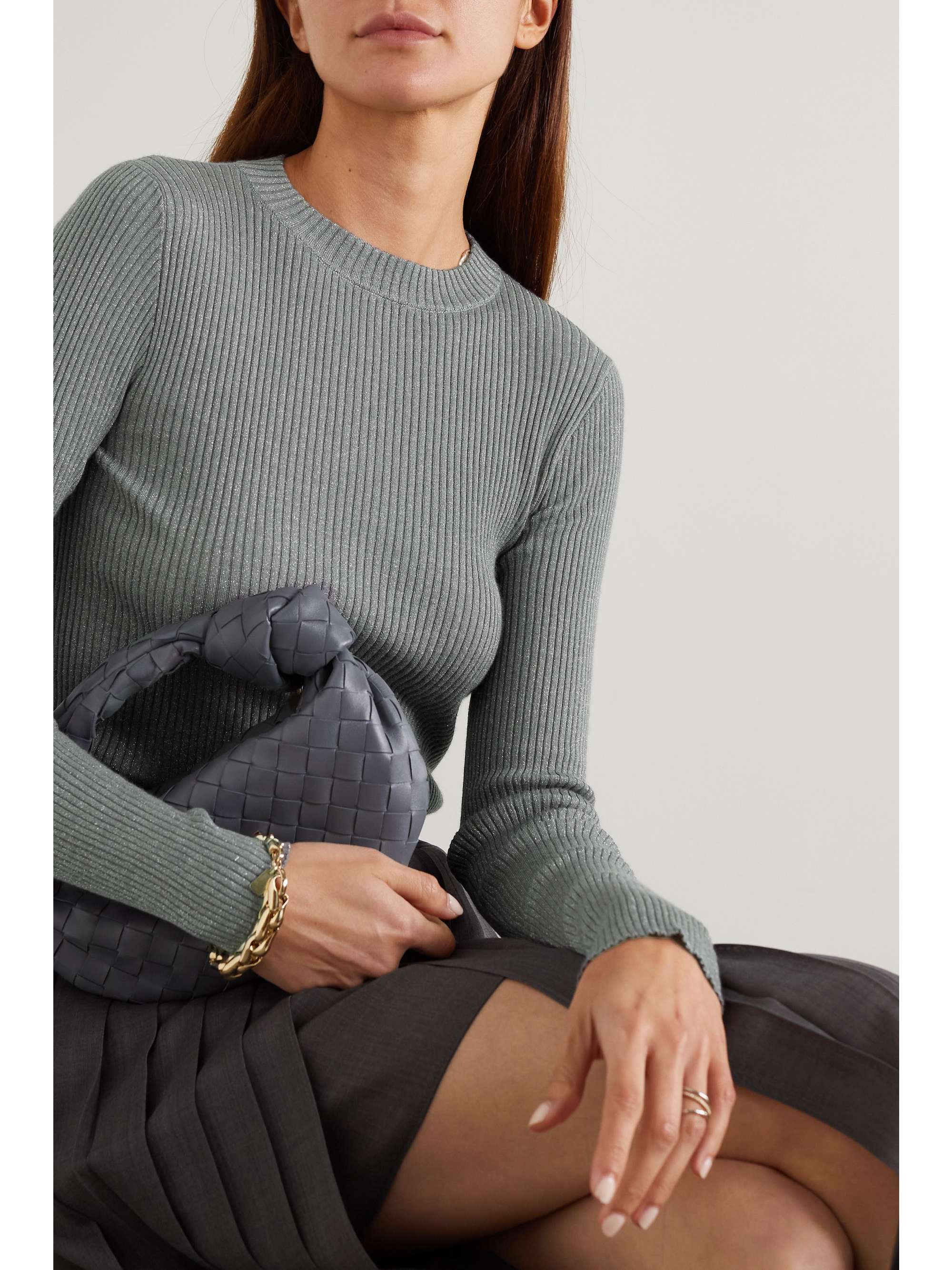 BRUNELLO CUCINELLI Ribbed metallic cashmere-blend sweater
