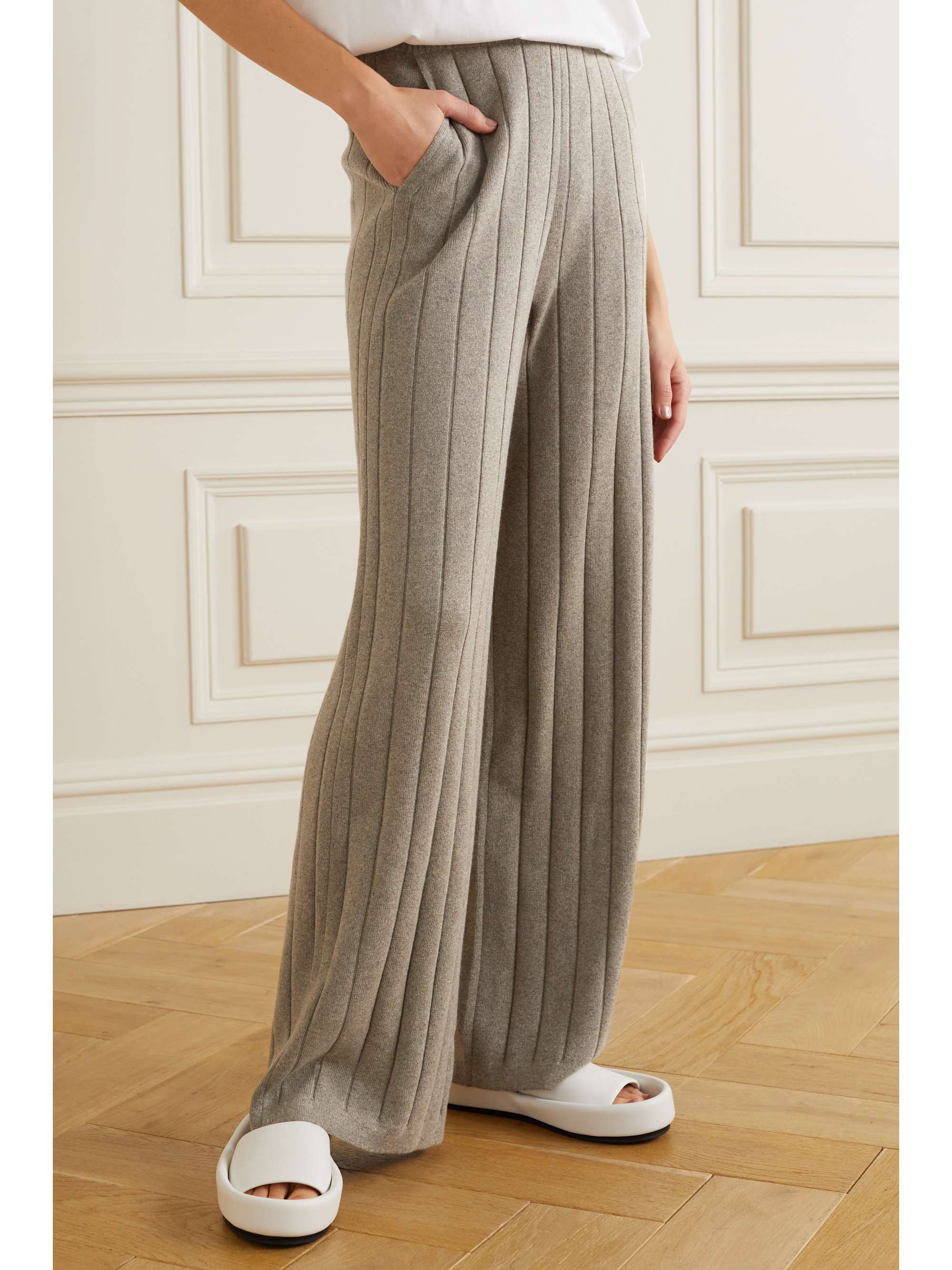 LORO PIANA Hose mit weitem Bein aus geripptem Kaschmir