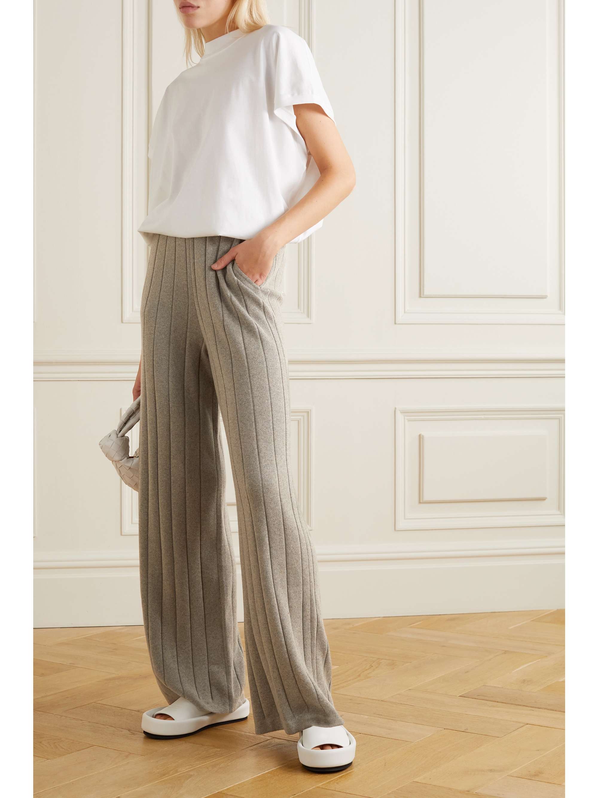 LORO PIANA Hose mit weitem Bein aus geripptem Kaschmir