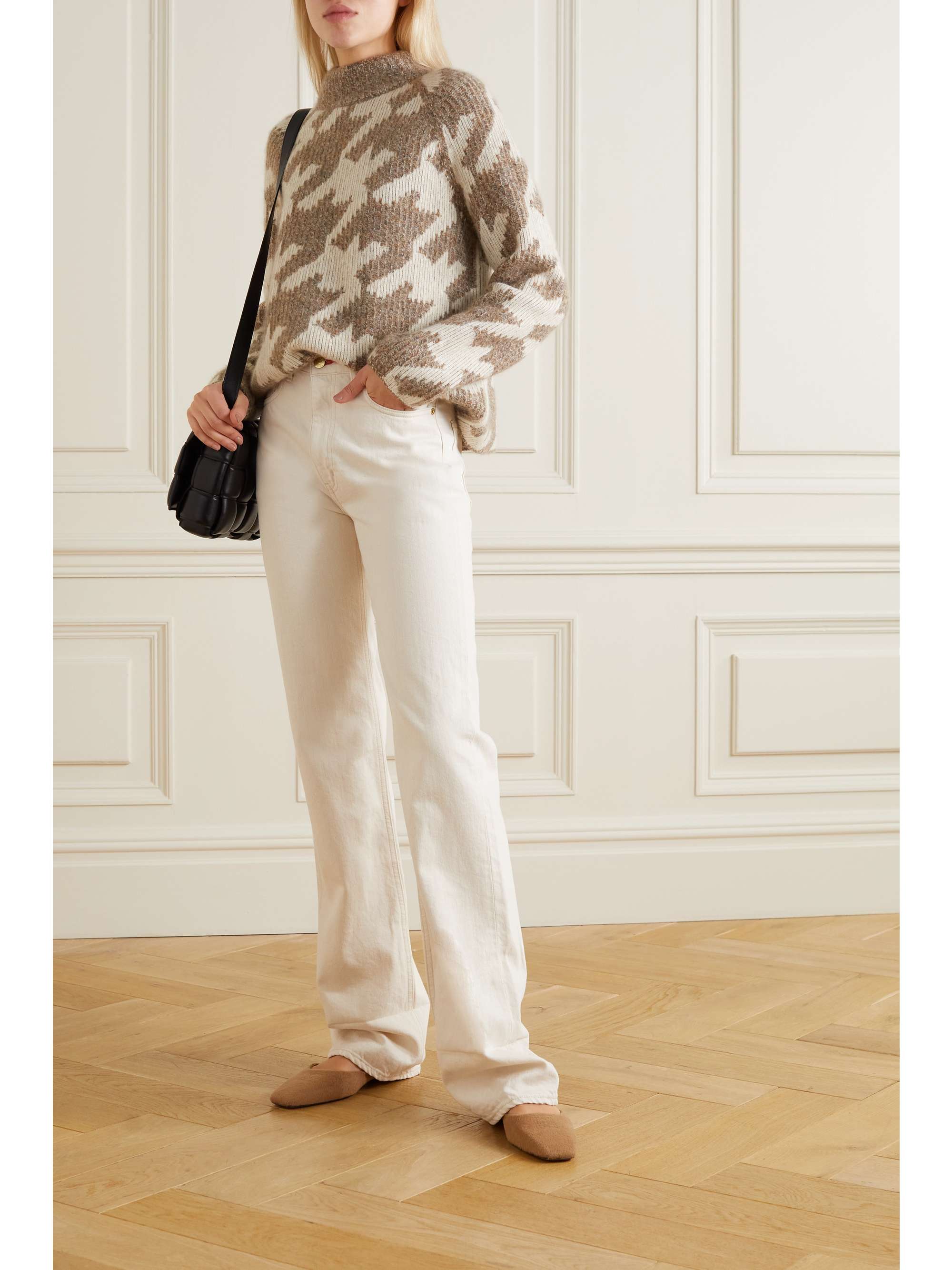 LORO PIANA Ottolini houndstooth jacquard-knit cashmere sweater
