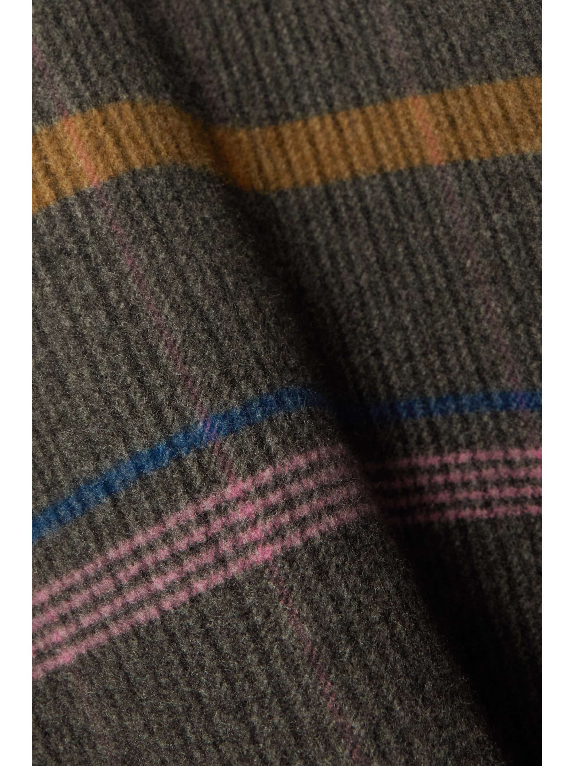 LORO PIANA Chandra hooded suede and shell-trimmed checked cashmere cape