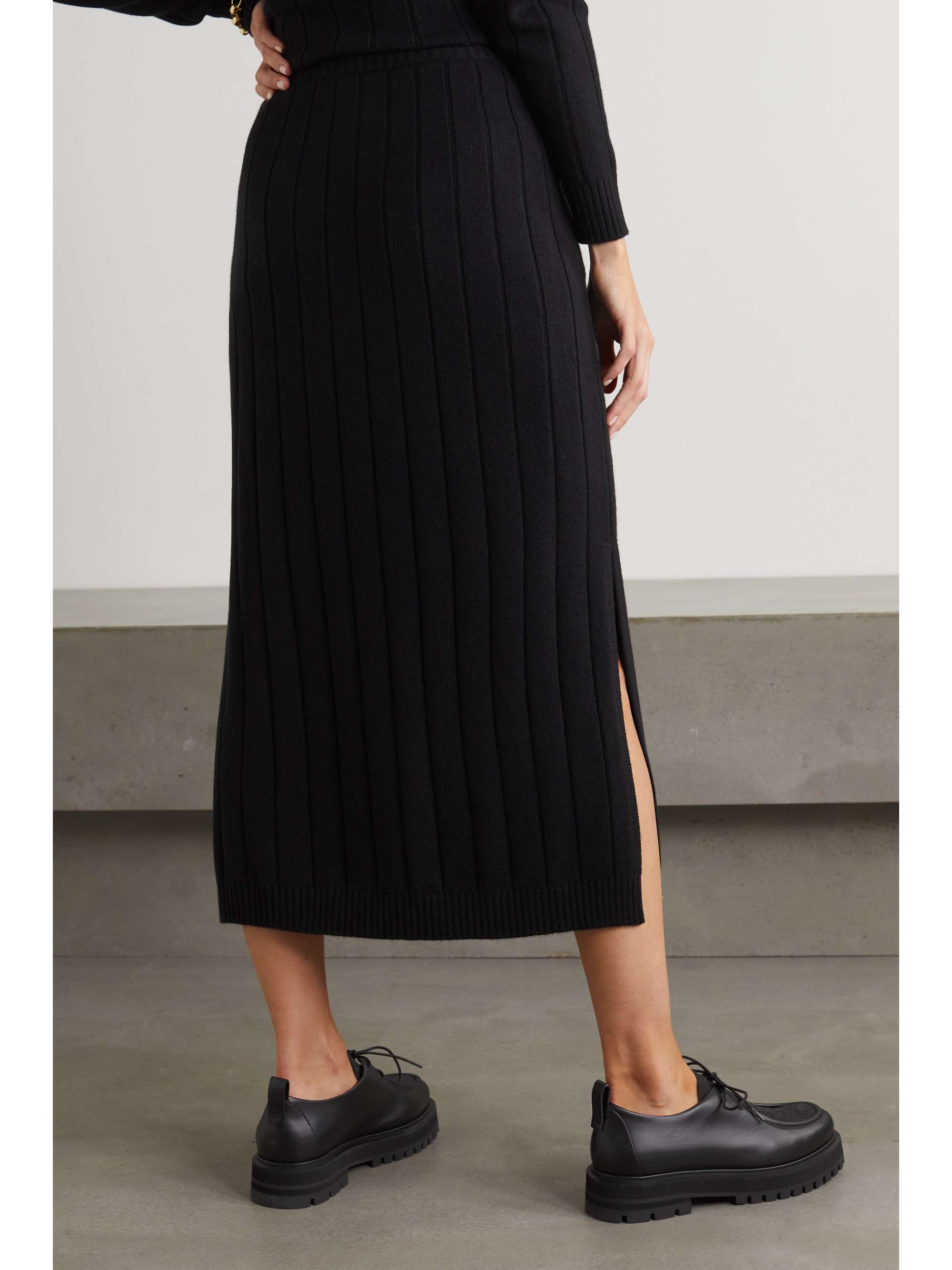 LORO PIANA Duca D'Aosta ribbed cashmere midi skirt | NET-A-PORTER