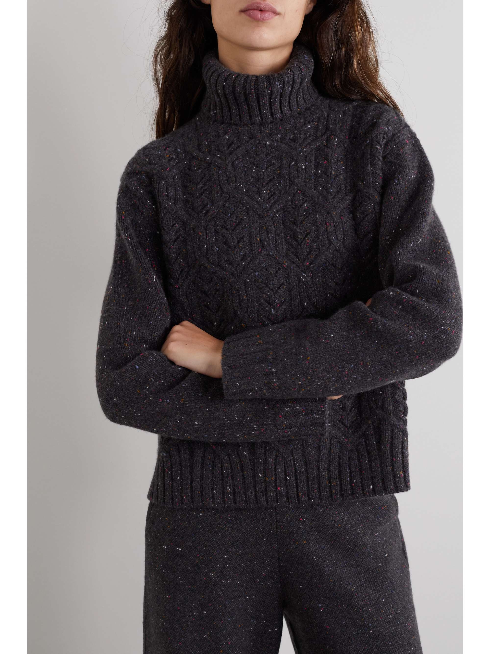LORO PIANA Pontaccio Kaschmirpullover mit Rollkragen und Zopfstrickmuster