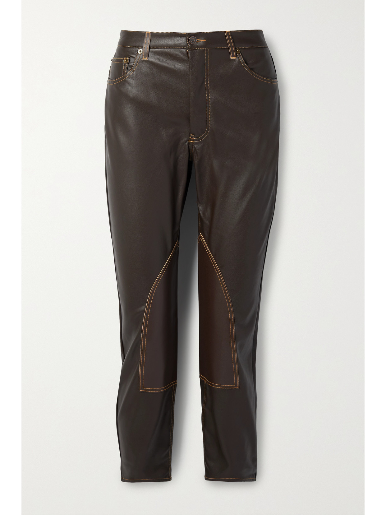 STILL HERE Tate Paneled Faux Leather Straight-leg Pants