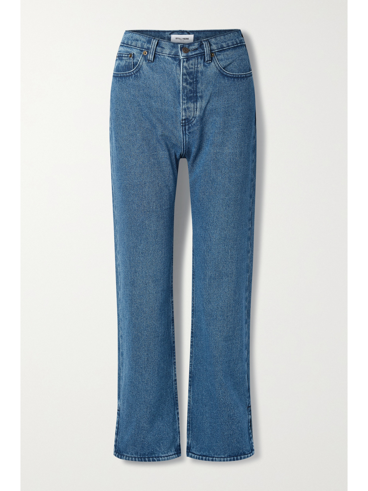 STILL HERE Diner Cropped High-rise Straight-leg Jeans - Blue