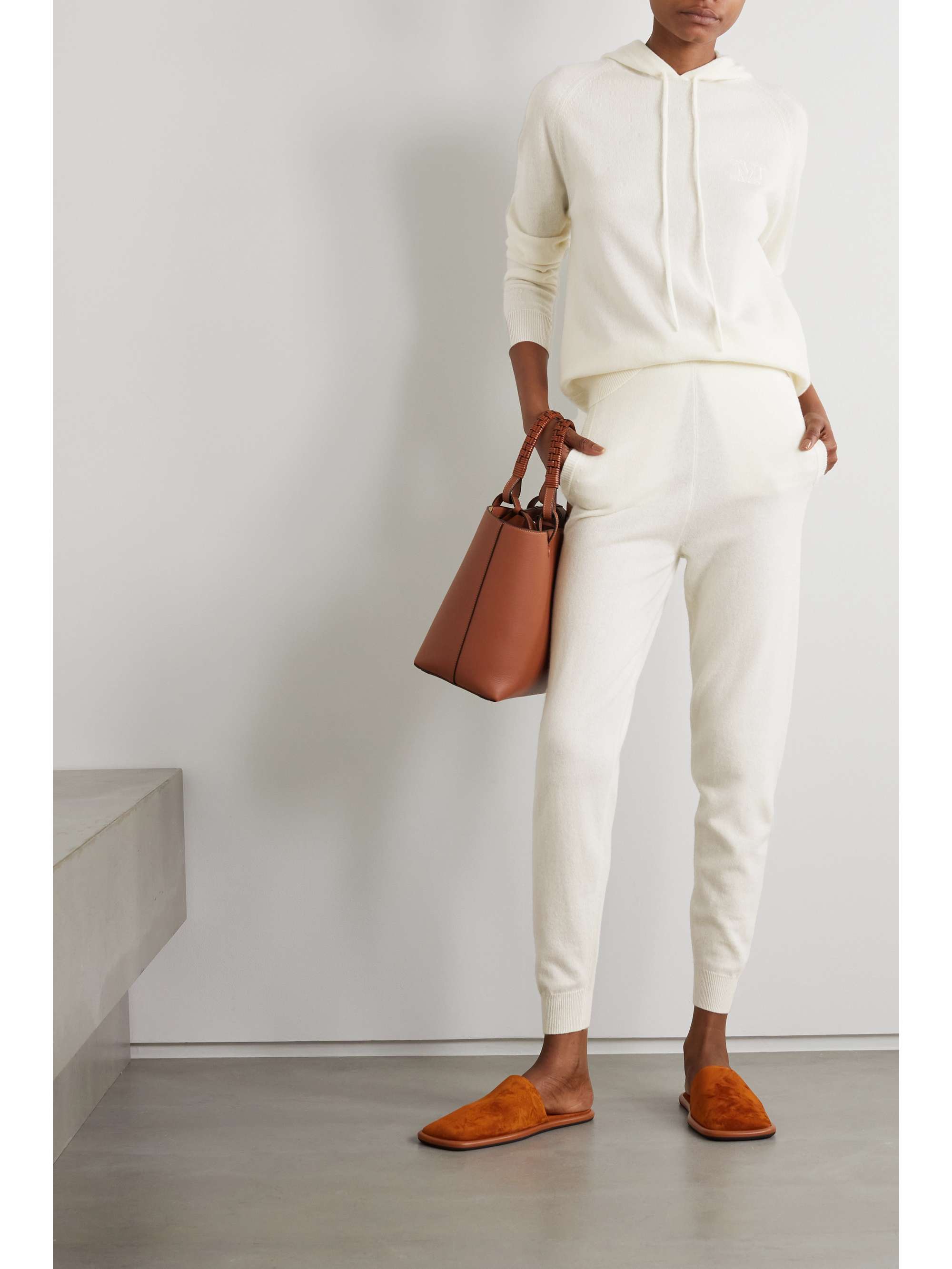 MAX MARA Delta embroidered wool and cashmere-blend tapered track pants