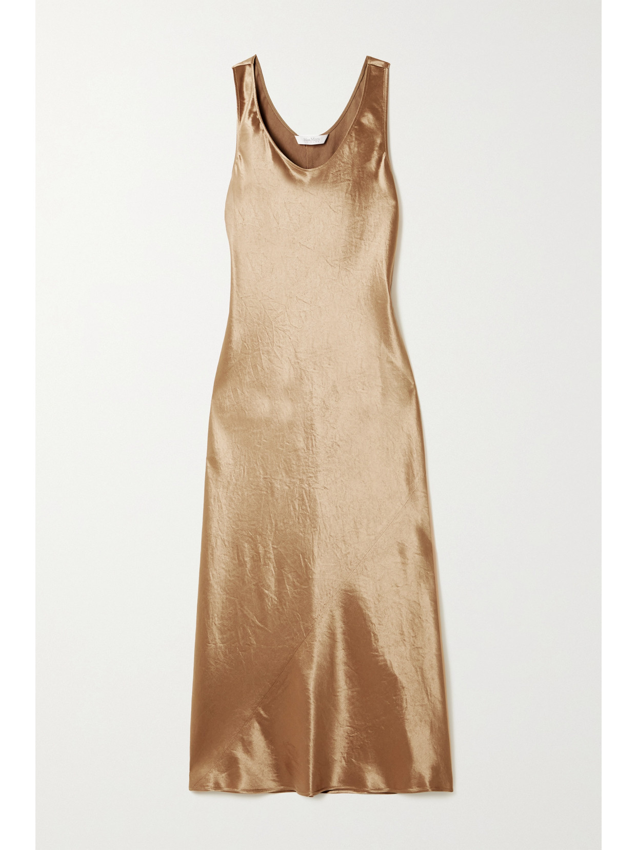 Max Mara + Leisure Talete Washed-satin Midi Dress In Gold