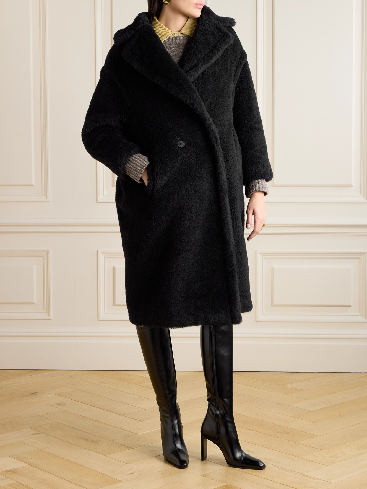 Tedgirl Double-Breasted Alpaca, Wool And Silk-Blend Coat