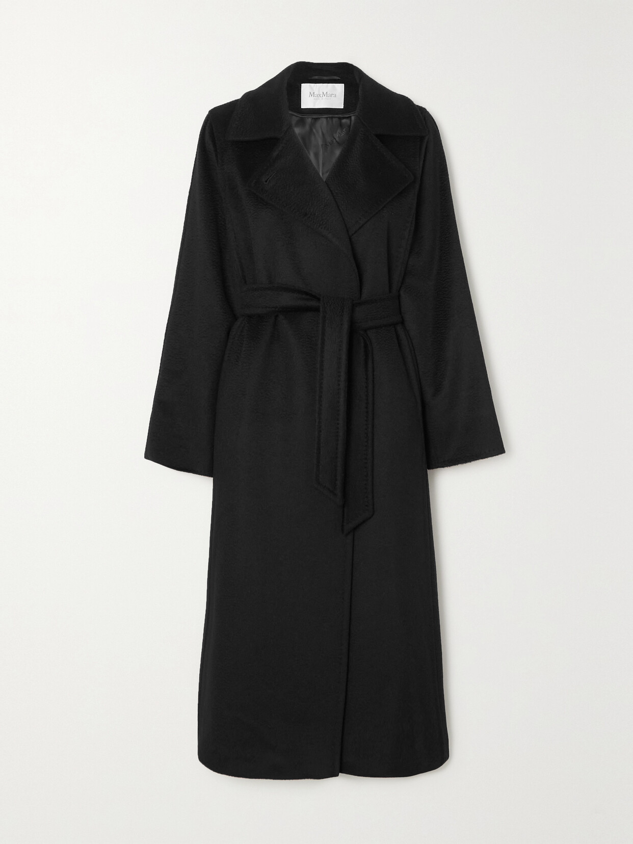 Shop Max Mara Manuela Belted Camel Hair Coat In Black