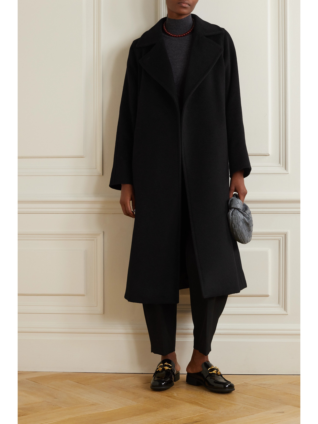 Shop Max Mara Manuela Belted Camel Hair Coat In Black