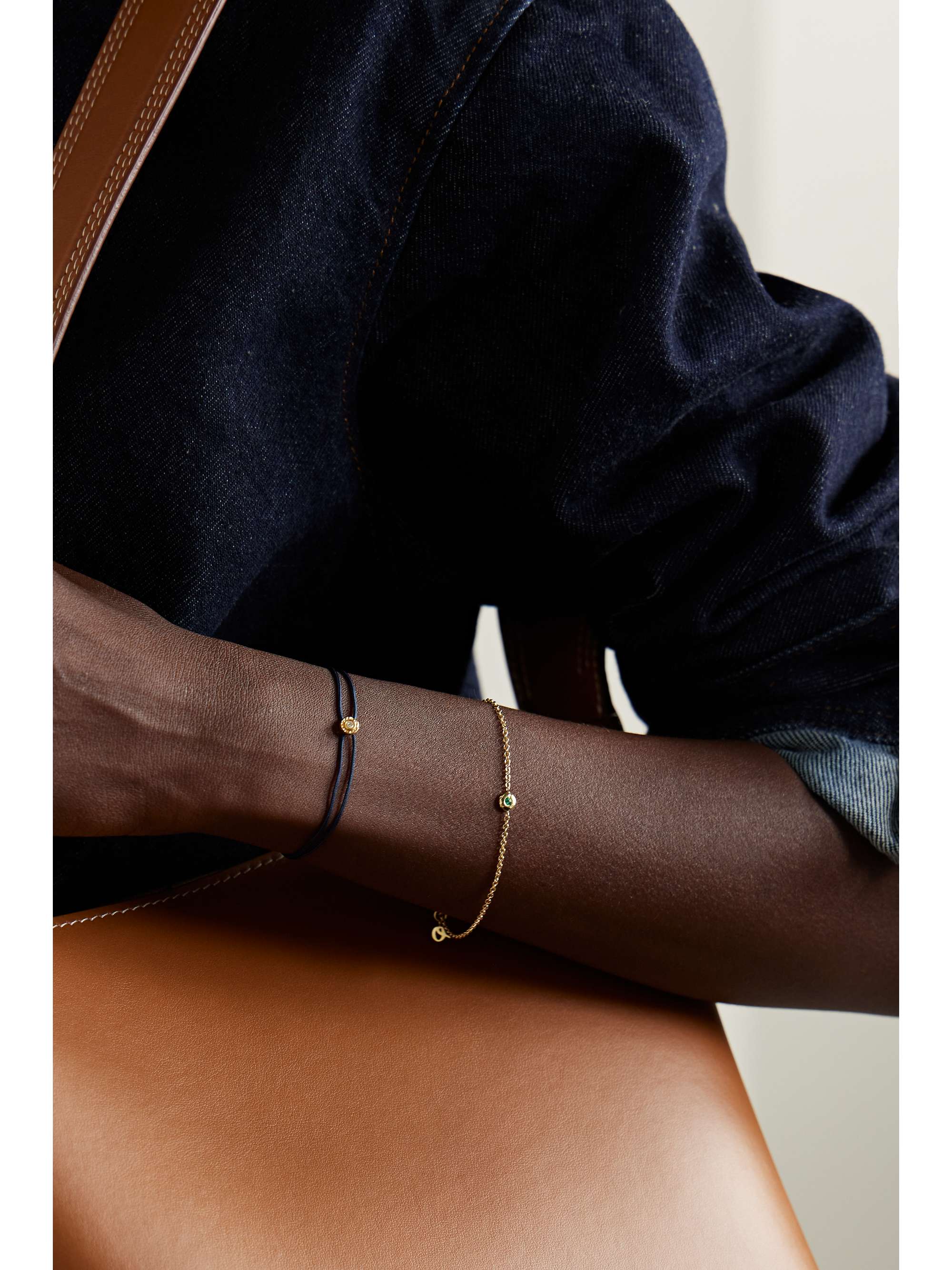 OCTAVIA ELIZABETH + NET SUSTAIN Parachute Nesting Gem Armband aus Kordel mit Detail aus recyceltem 18 Karat Gold und Diamant